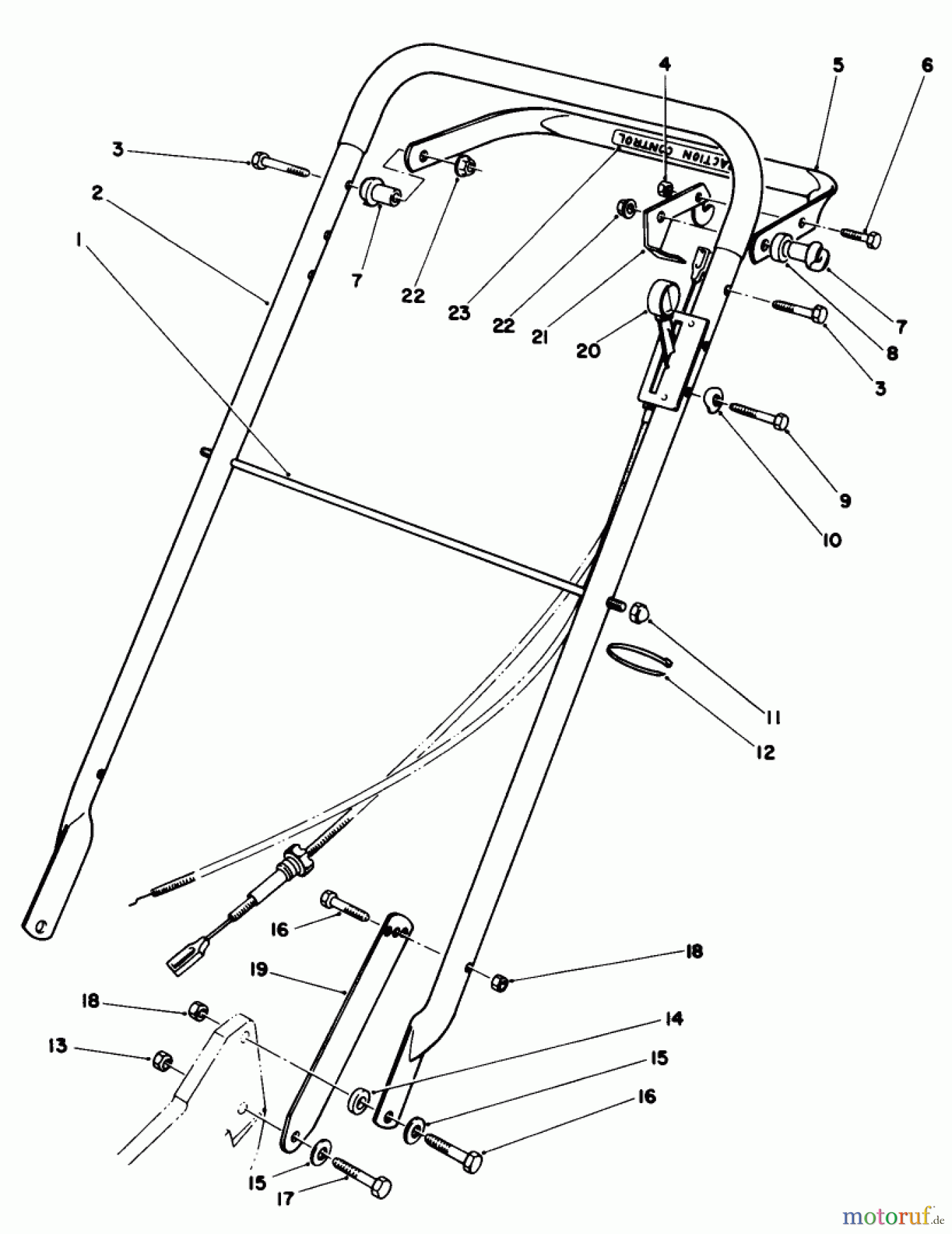  Toro Neu Mowers, Walk-Behind Seite 2 22035 - Toro Lawnmower, 1988 (8000001-8002989) HANDLE ASSEMBLY (MODEL 22035)