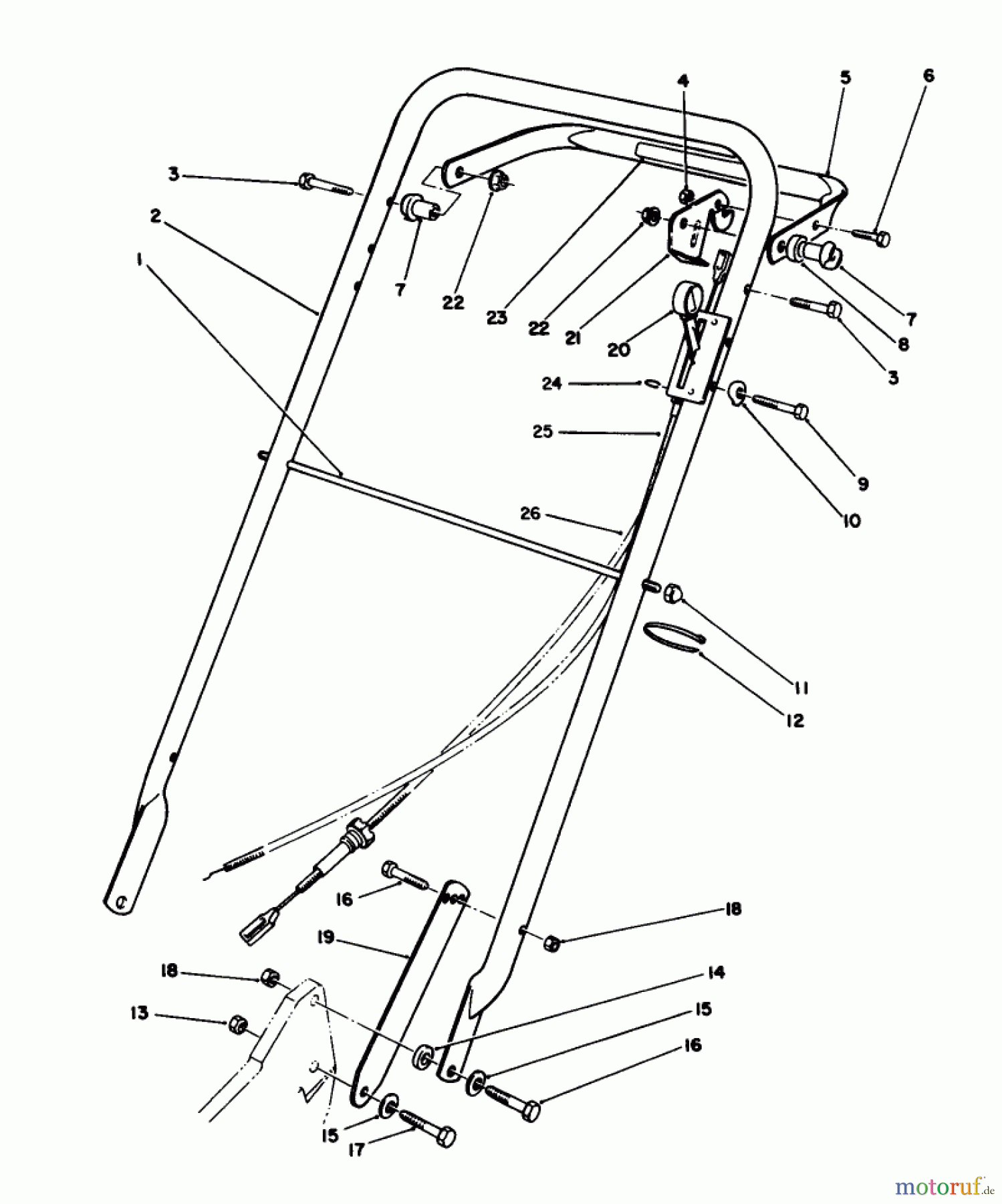  Toro Neu Mowers, Walk-Behind Seite 2 22036 - Toro Lawnmower, 1991 (1000001-1999999) HANDLE ASSEMBLY