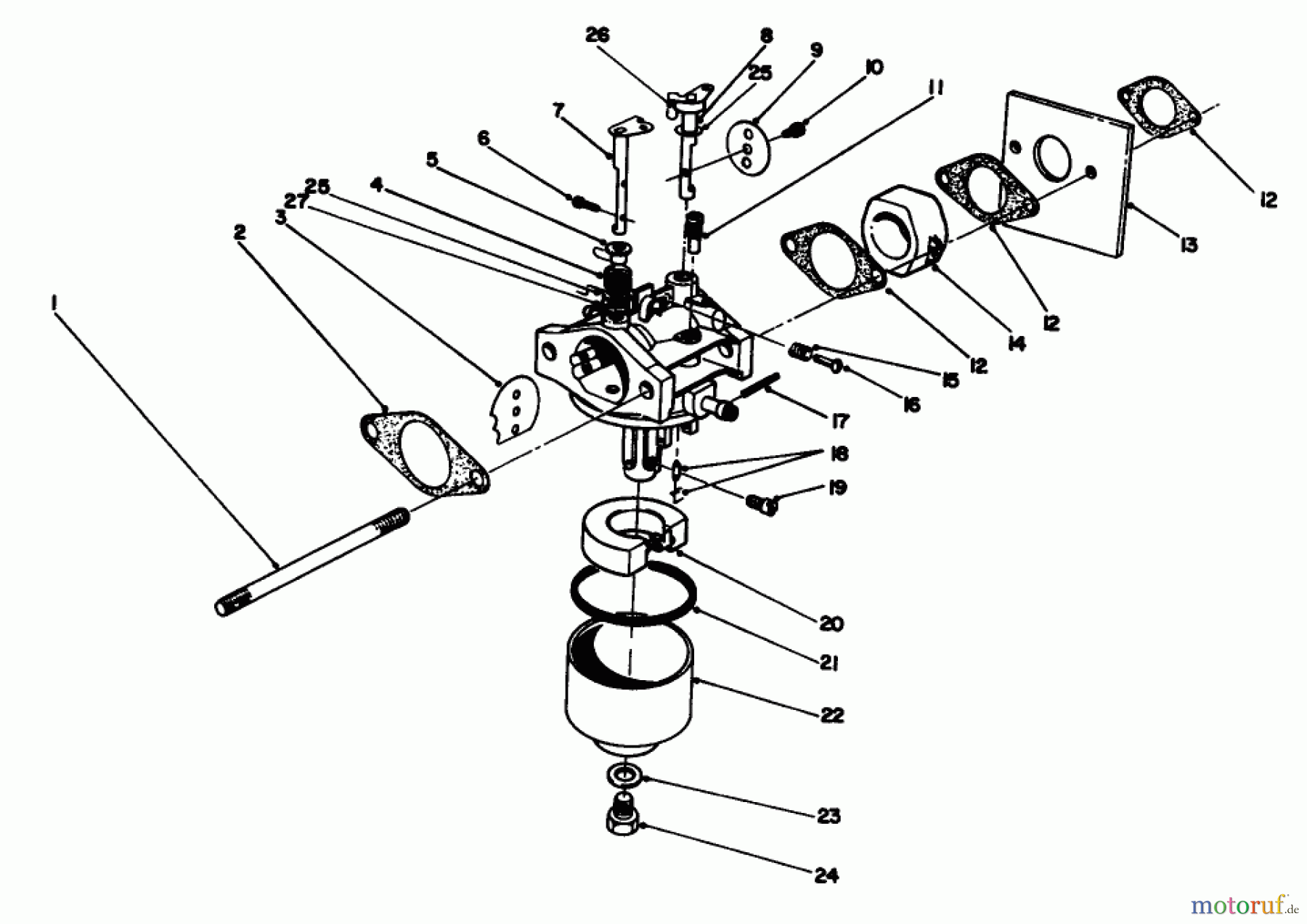  Toro Neu Mowers, Walk-Behind Seite 2 22043 - Toro Lawnmower, 1992 (2000001-2999999) CARBURETOR ASSEMBLY (MODEL NO. 47PM1-7)