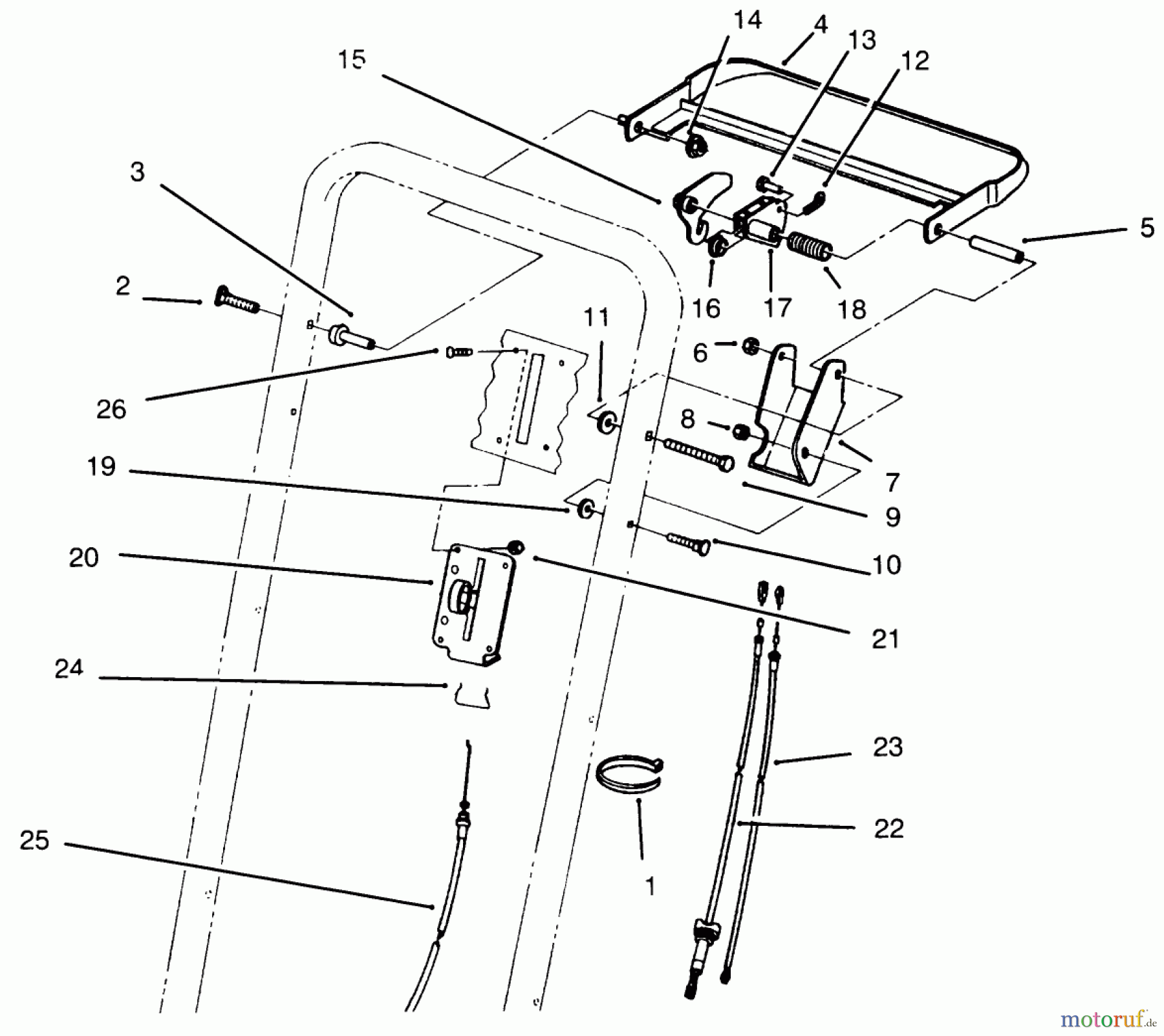  Toro Neu Mowers, Walk-Behind Seite 2 22043 - Toro Lawnmower, 1995 (5900001-5999999) TRACTION CONTROL ASSEMBLY