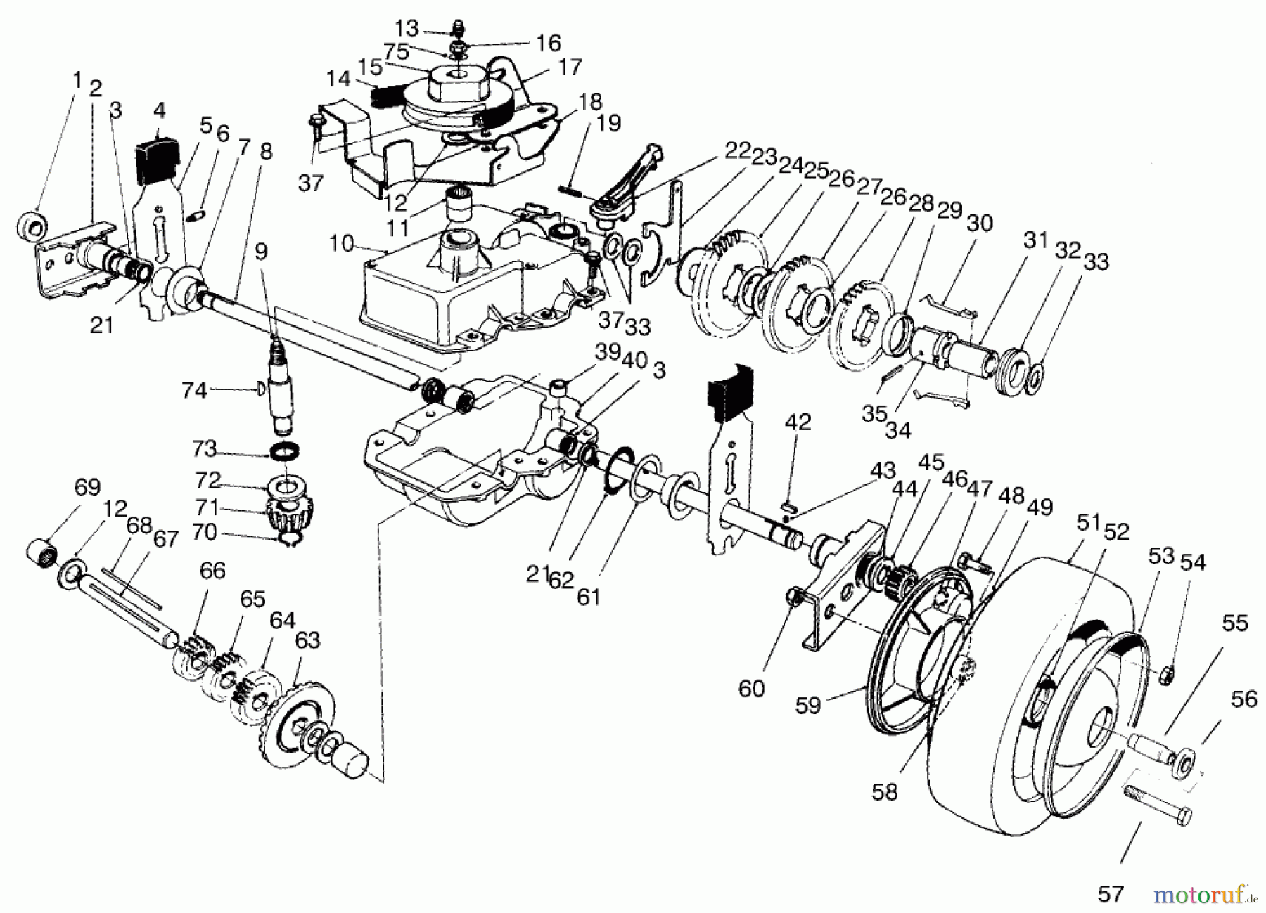  Toro Neu Mowers, Walk-Behind Seite 2 22045 - Toro Recycler Mower, 1997 (7900001-7999999) GEAR CASE ASSEMBLY