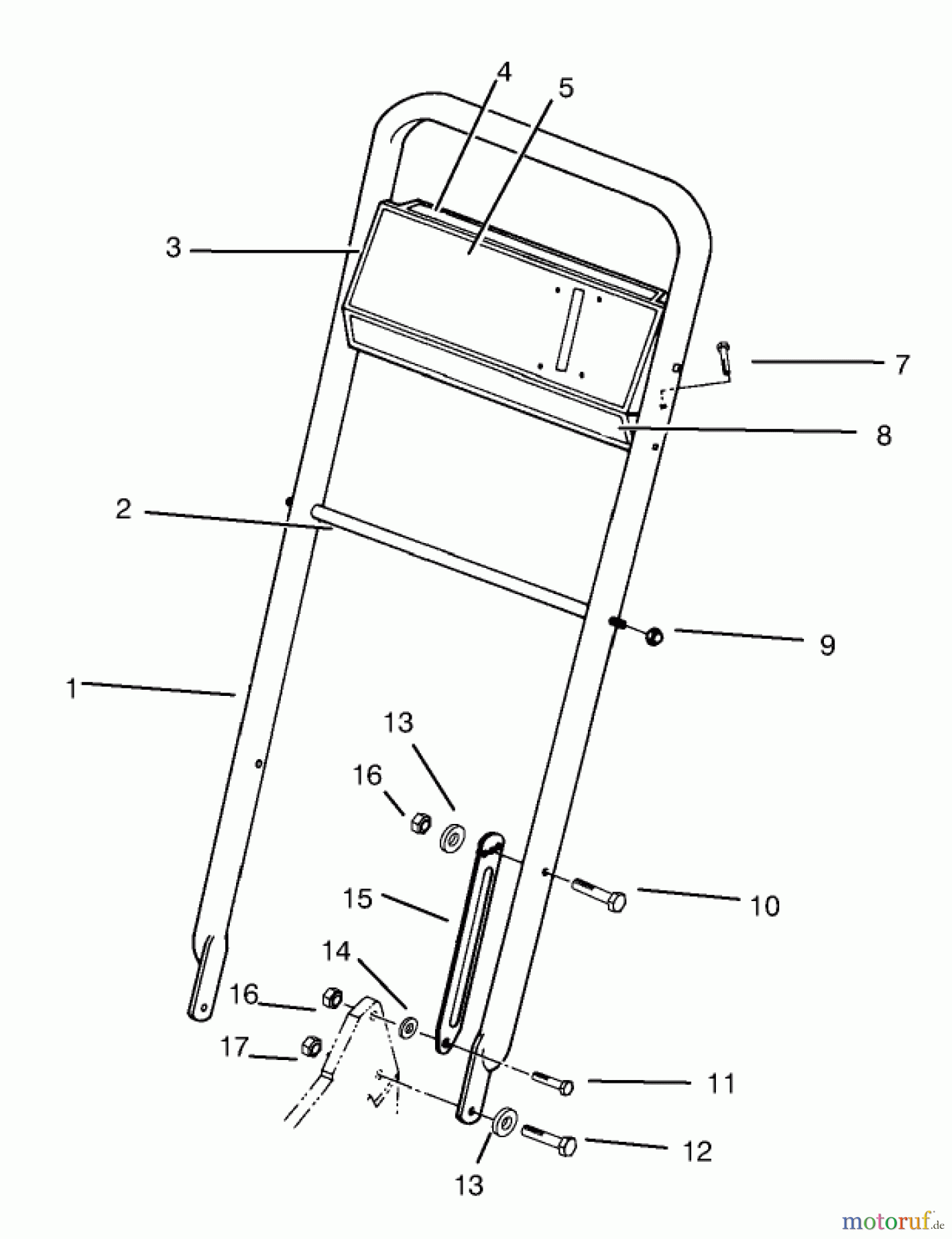  Toro Neu Mowers, Walk-Behind Seite 2 22045 - Toro Recycler Mower, 1997 (7900001-7999999) HANDLE ASSEMBLY