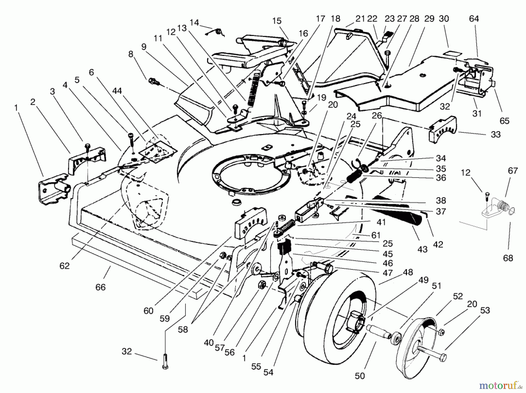 Toro Neu Mowers, Walk-Behind Seite 2 22045 - Toro Recycler Mower, 1998 (8900001-8999999) HOUSING ASSEMBLY