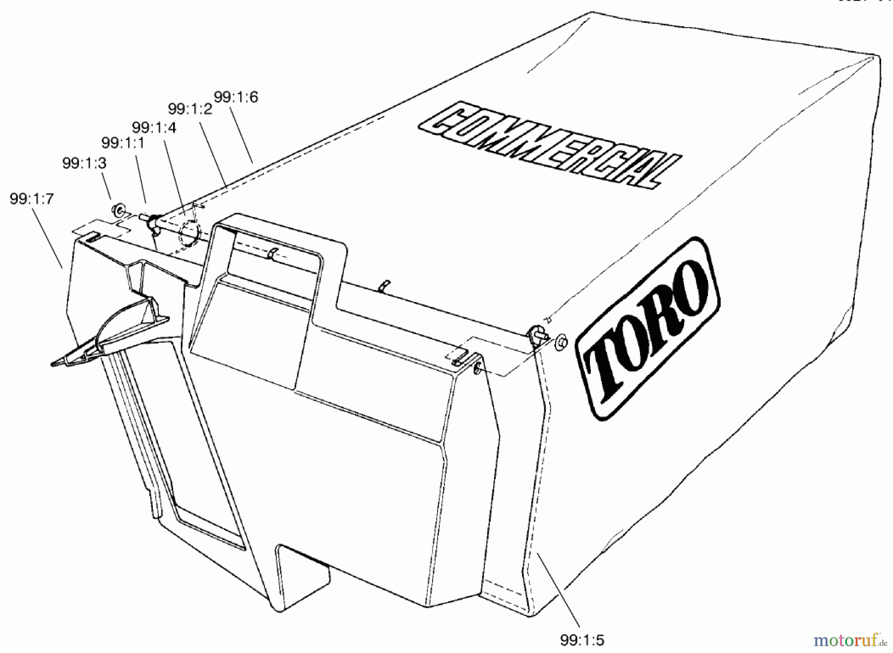  Toro Neu Mowers, Walk-Behind Seite 2 22045 - Toro Recycler Mower, 1999 (9900001-9999999) GRASS BAG ASSEMBLY NO. 99-2535