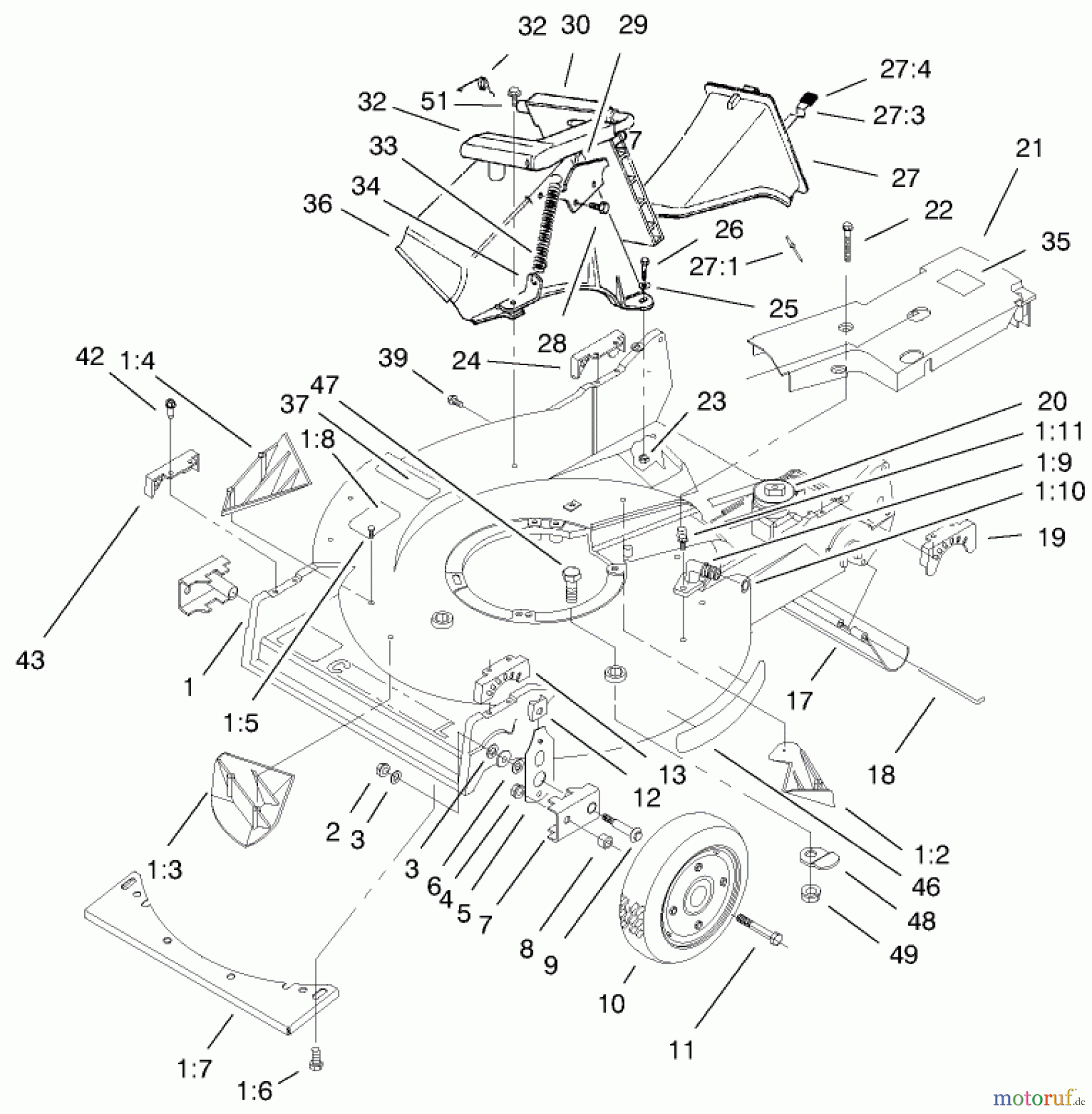  Toro Neu Mowers, Walk-Behind Seite 2 22045 - Toro Recycler Mower, 2000 (200000001-200999999) HOUSING ASSEMBLY