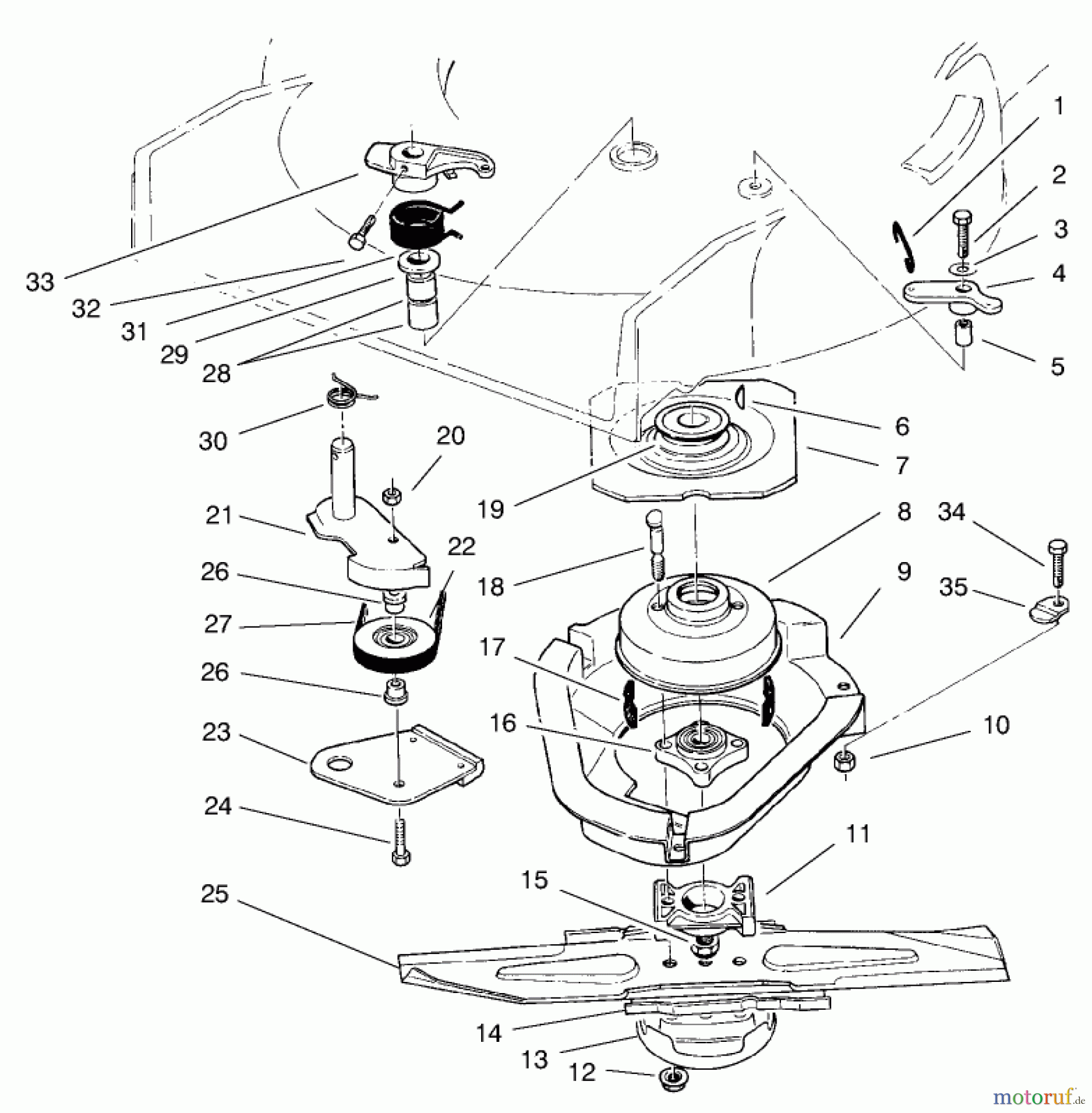  Toro Neu Mowers, Walk-Behind Seite 2 22142 - Toro Lawnmower, 1997 (7900001-7999999) BLADE BRAKE CLUTCH ASSEMBLY