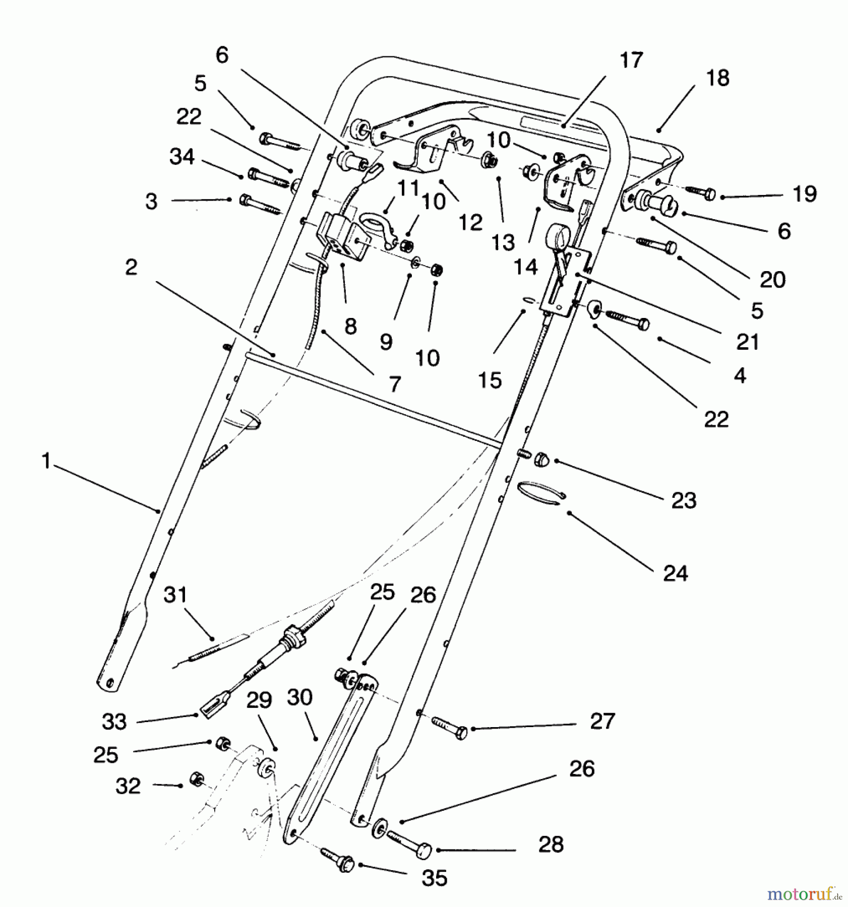  Toro Neu Mowers, Walk-Behind Seite 2 22150 - Toro Lawnmower, 1996 (6900001-6999999) HANDLE ASSEMBLY