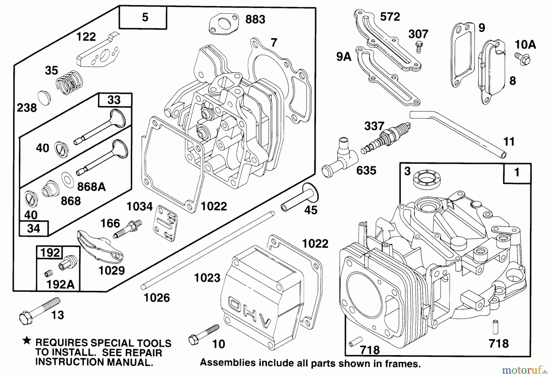  Toro Neu Mowers, Walk-Behind Seite 2 22151 - Toro Lawnmower, 1995 (5900001-5999999) ENGINE GTS 150 #1
