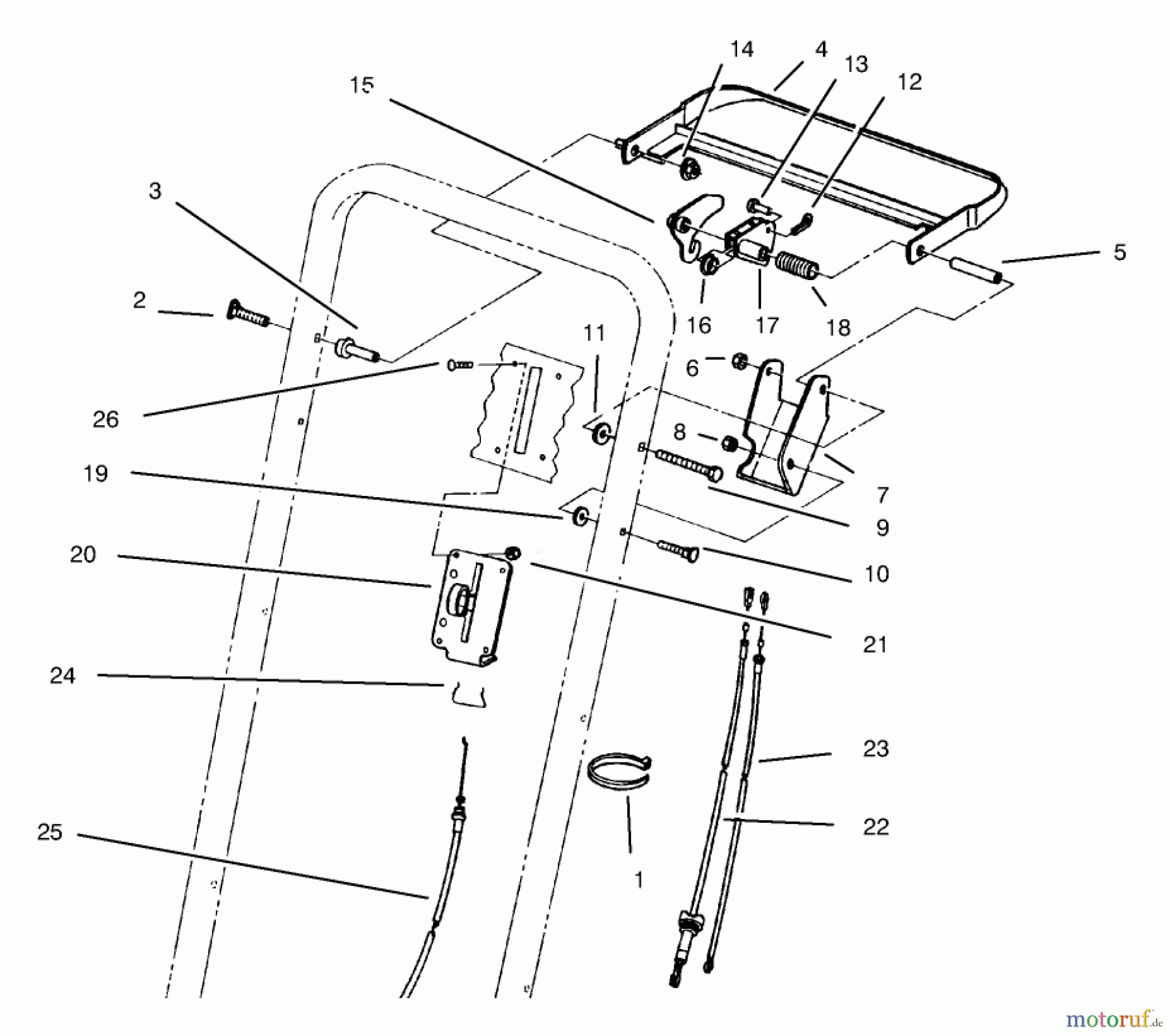  Toro Neu Mowers, Walk-Behind Seite 2 22154 - Toro Lawnmower, 1997 (7900001-7999999) TRACTION CONTROL ASSEMBLY