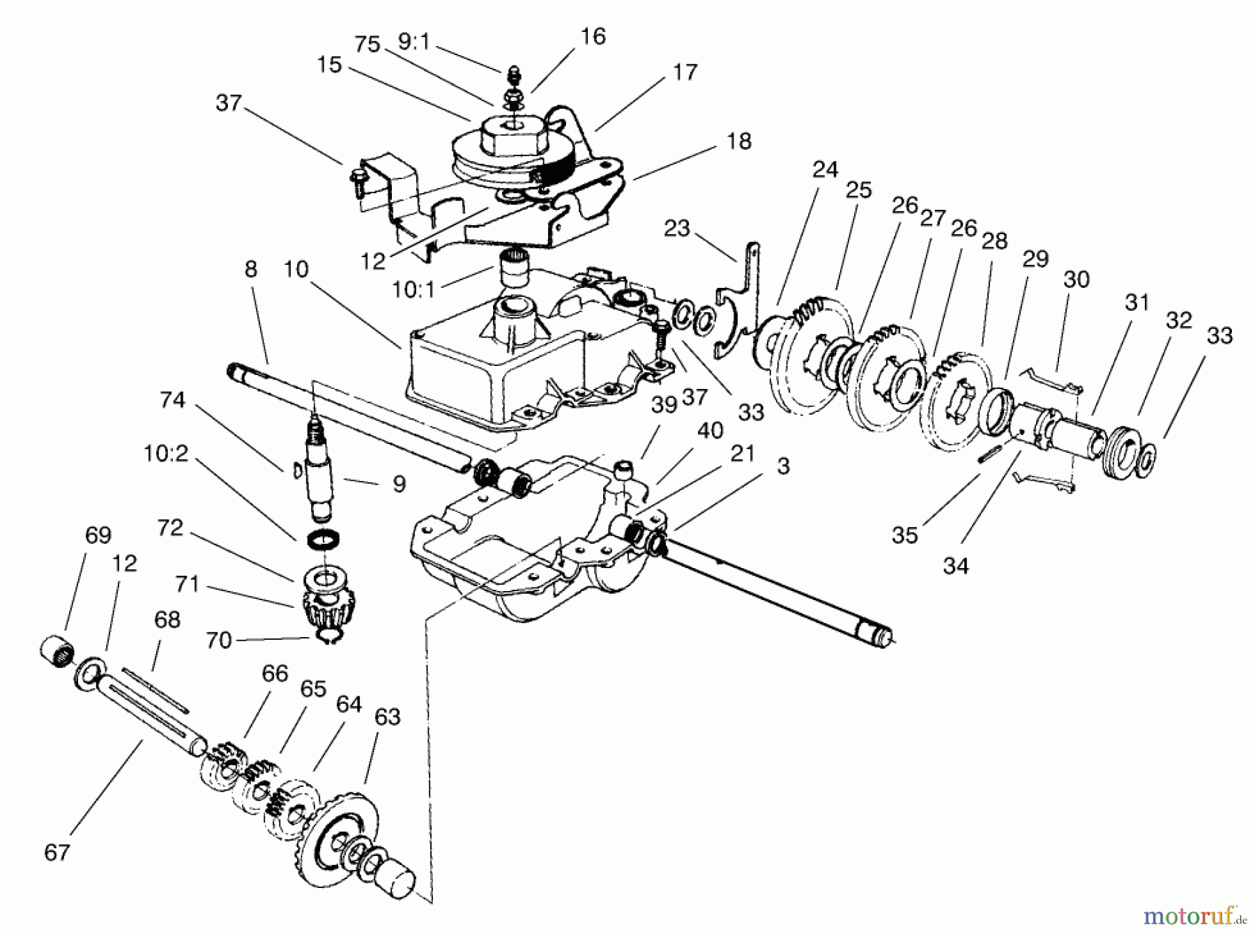  Toro Neu Mowers, Walk-Behind Seite 2 22162 - Toro Recycler Mower, 2000 (200000001-200999999) GEAR CASE ASSEMBLY