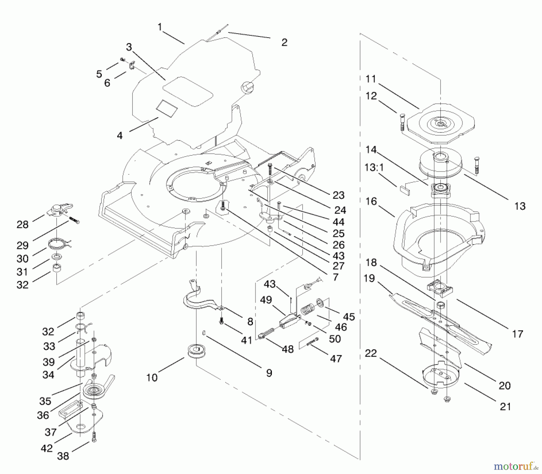  Toro Neu Mowers, Walk-Behind Seite 2 22162 - Toro Recycler Mower, 2001 (210000001-210999999) ENGINE AND BLADE AND BRAKE CLUTCH ASSEMBLY