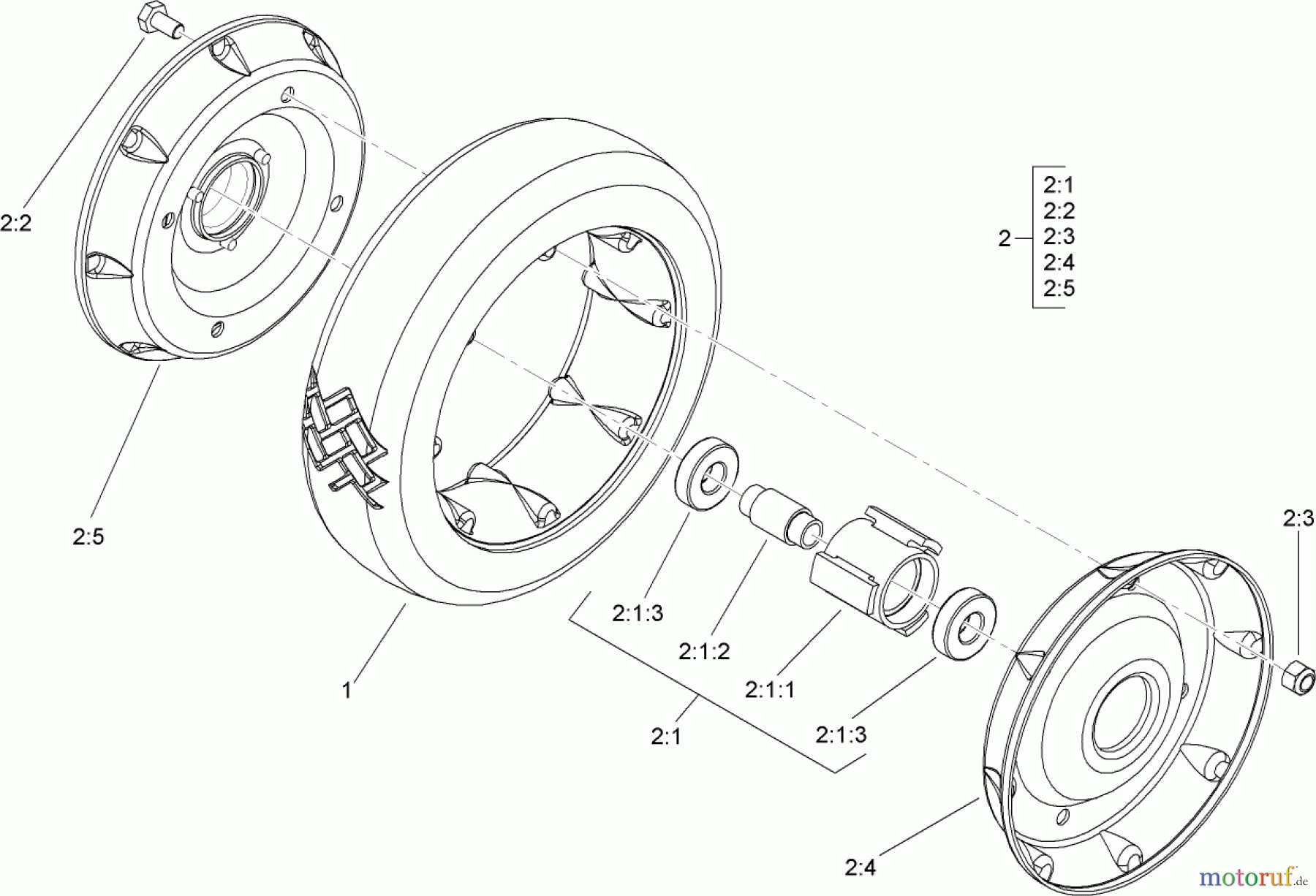  Toro Neu Mowers, Walk-Behind Seite 2 22164 (PT21) - Toro PT21 Trim Mower, 2008 (280000001-280999999) REAR WHEEL ASSEMBLY NO. 100-2860