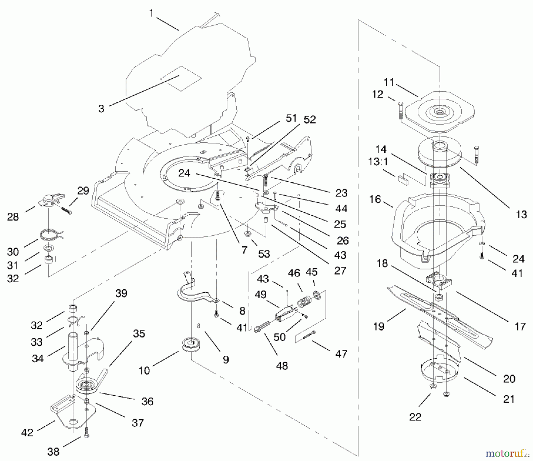  Toro Neu Mowers, Walk-Behind Seite 2 22172 - Toro Recycler Mower, 1999 (9900001-9999999) ENGINE & BBC ASSEMBLY