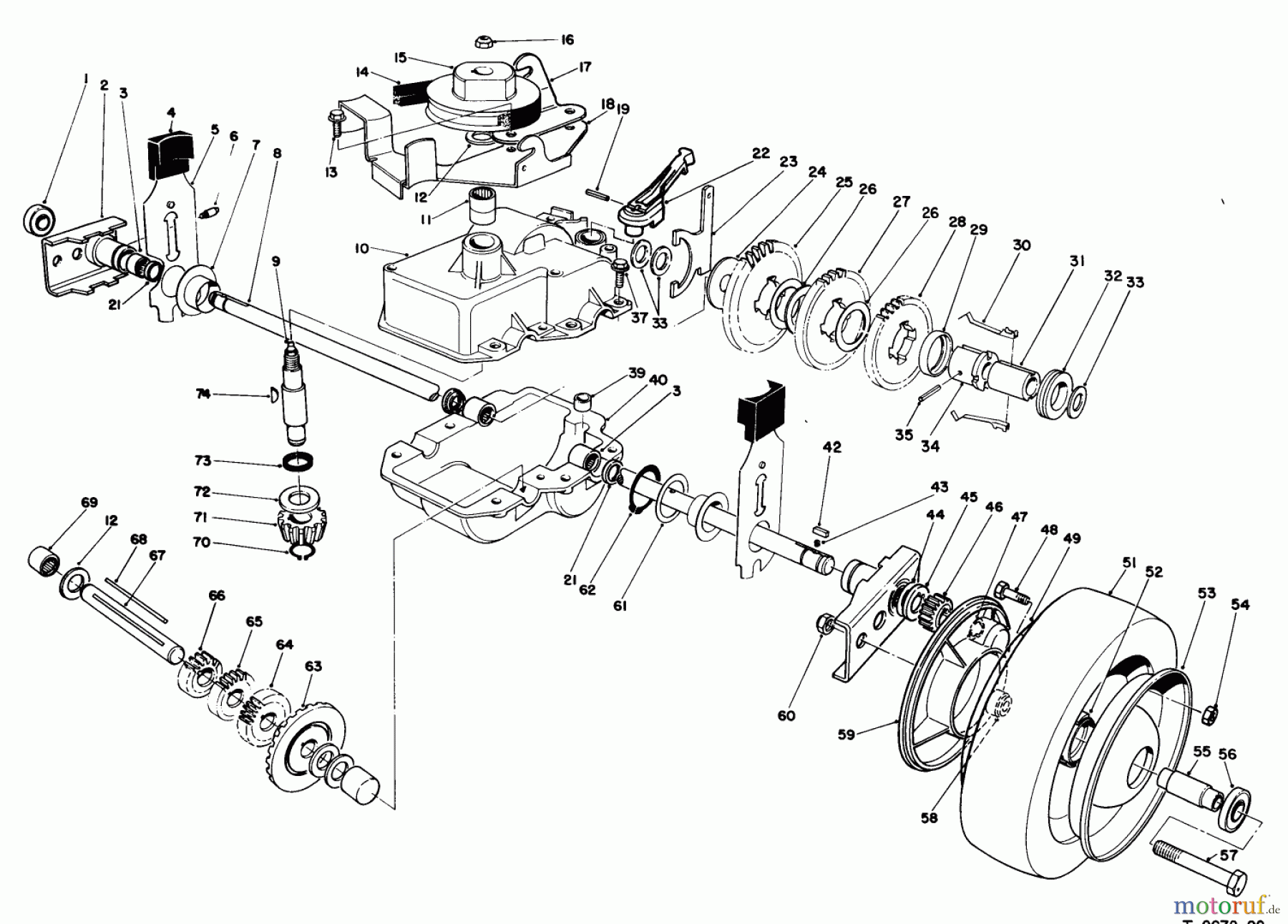  Toro Neu Mowers, Walk-Behind Seite 2 22622 - Toro Lawnmower, 1990 (0000001-0999999) GEAR CASE ASSEMBLY