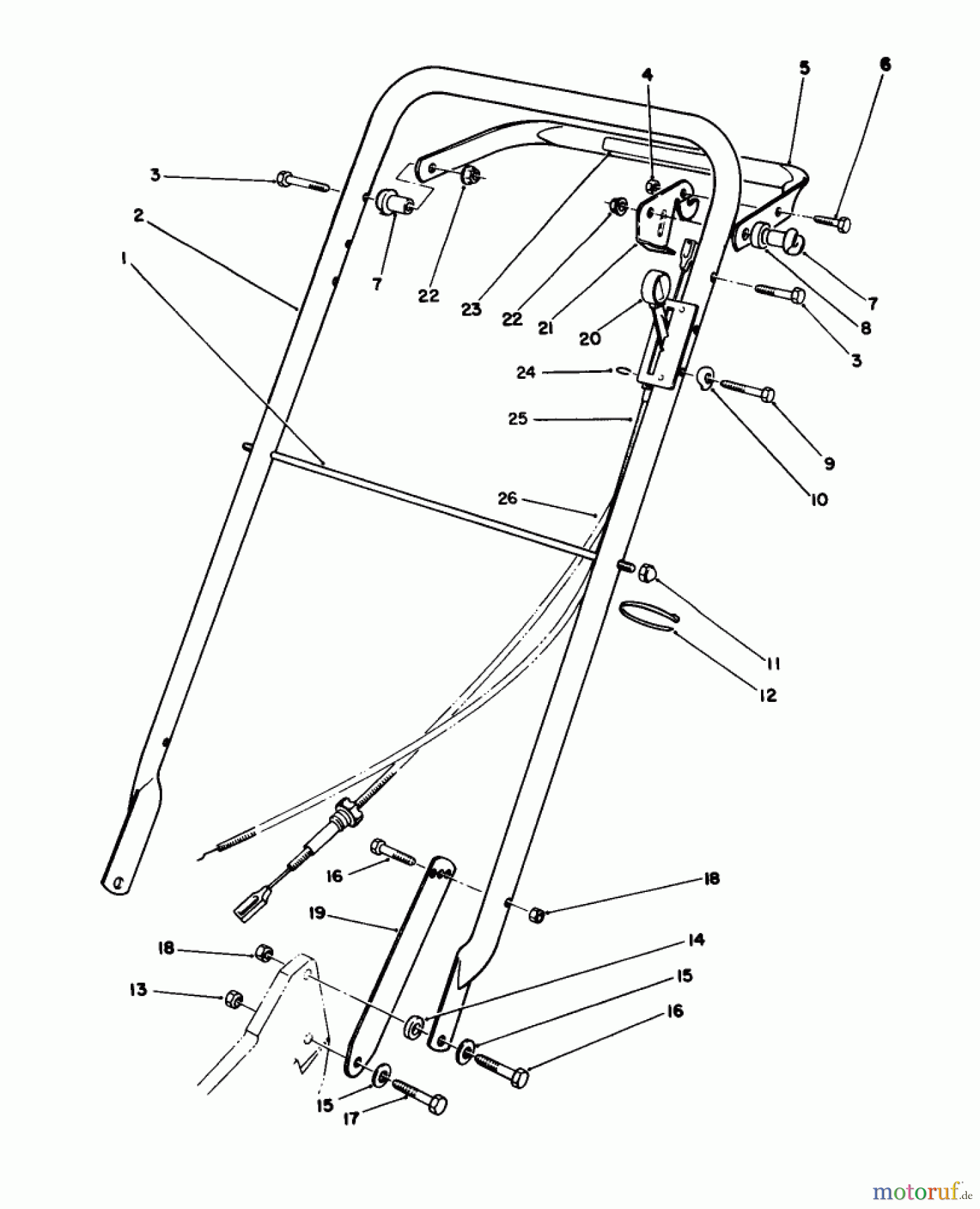  Toro Neu Mowers, Walk-Behind Seite 2 22622 - Toro Lawnmower, 1990 (0000001-0999999) HANDLE ASSEMBLY