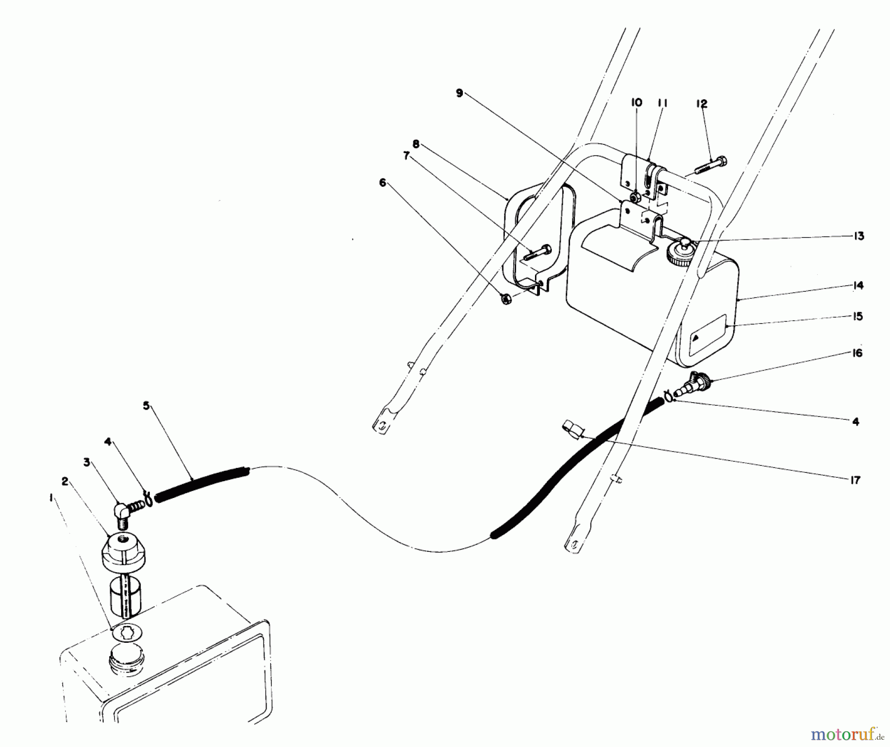  Toro Neu Mowers, Walk-Behind Seite 2 23177 - Toro Lawnmower, 1976 (6000001-6999999) REMOTE FUEL TANK KIT NO. 28-5590
