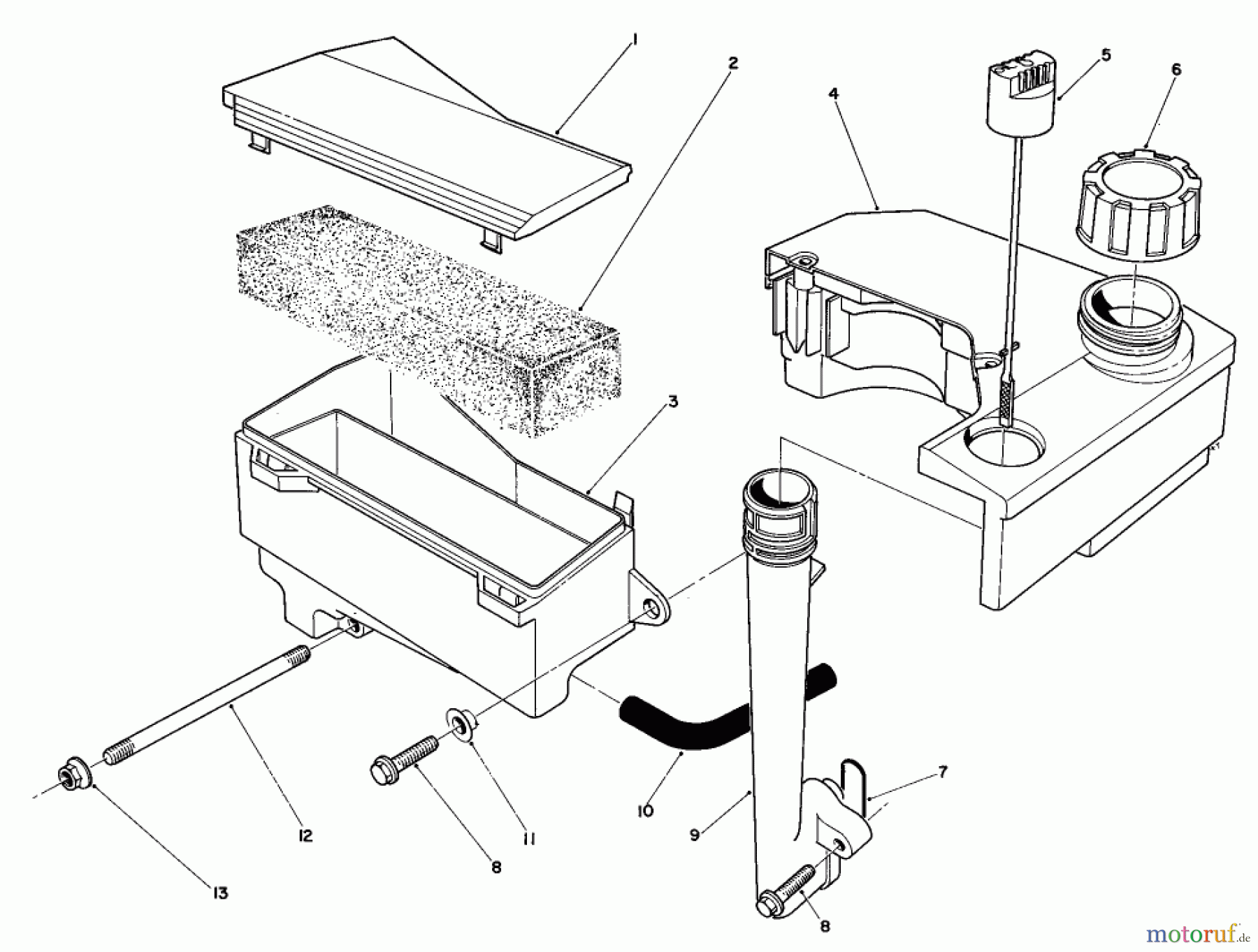  Toro Neu Mowers, Walk-Behind Seite 2 26620BG - Toro Lawnmower, 1992 (2000001-2999999) AIR CLEANER & FUEL TANK ASSEMBLY (ENGINE NO. VMM1-7)