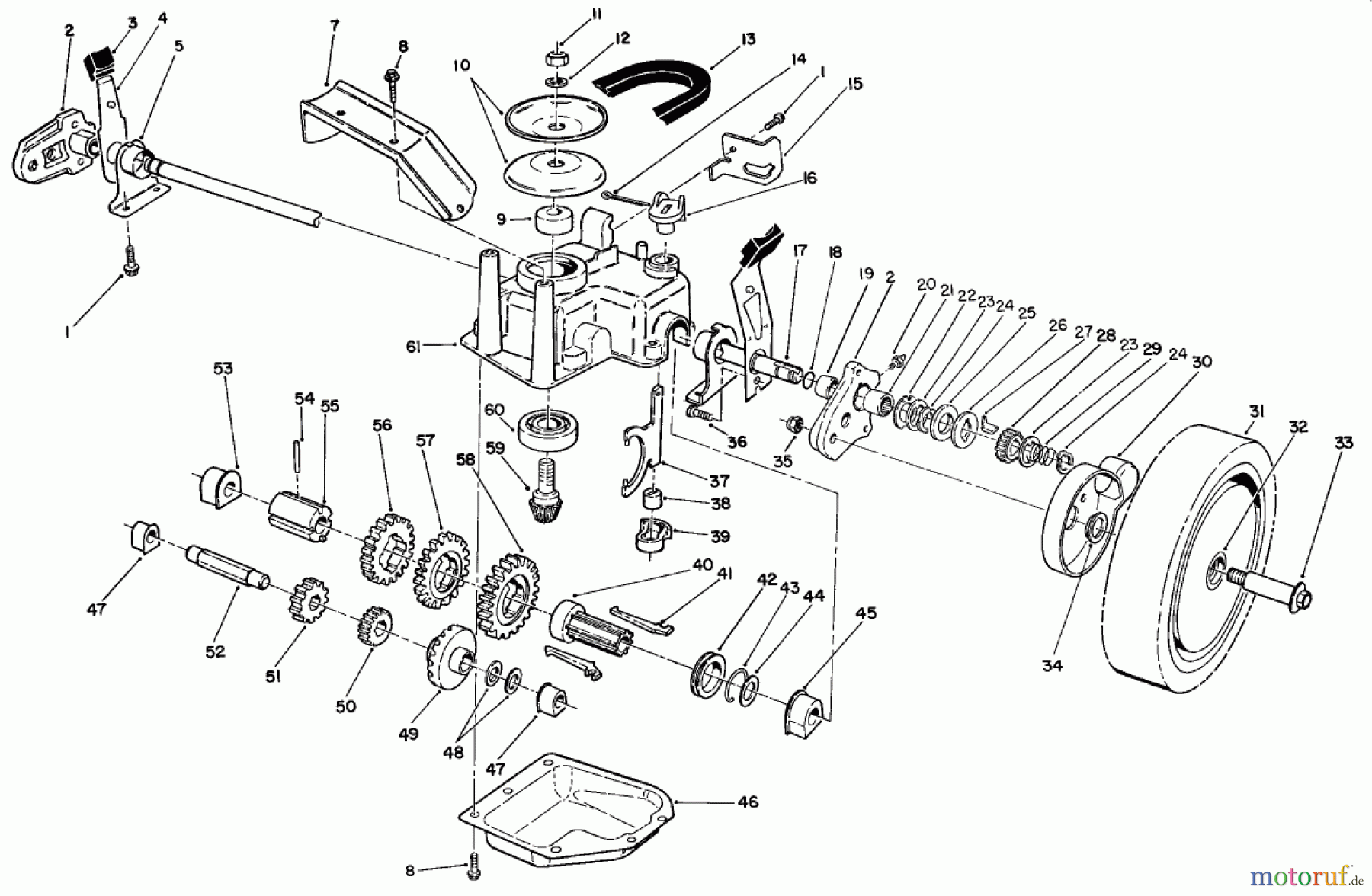  Toro Neu Mowers, Walk-Behind Seite 2 26620B - Toro Lawnmower, 1992 (2000001-2999999) GEAR CASE ASSEMBLY
