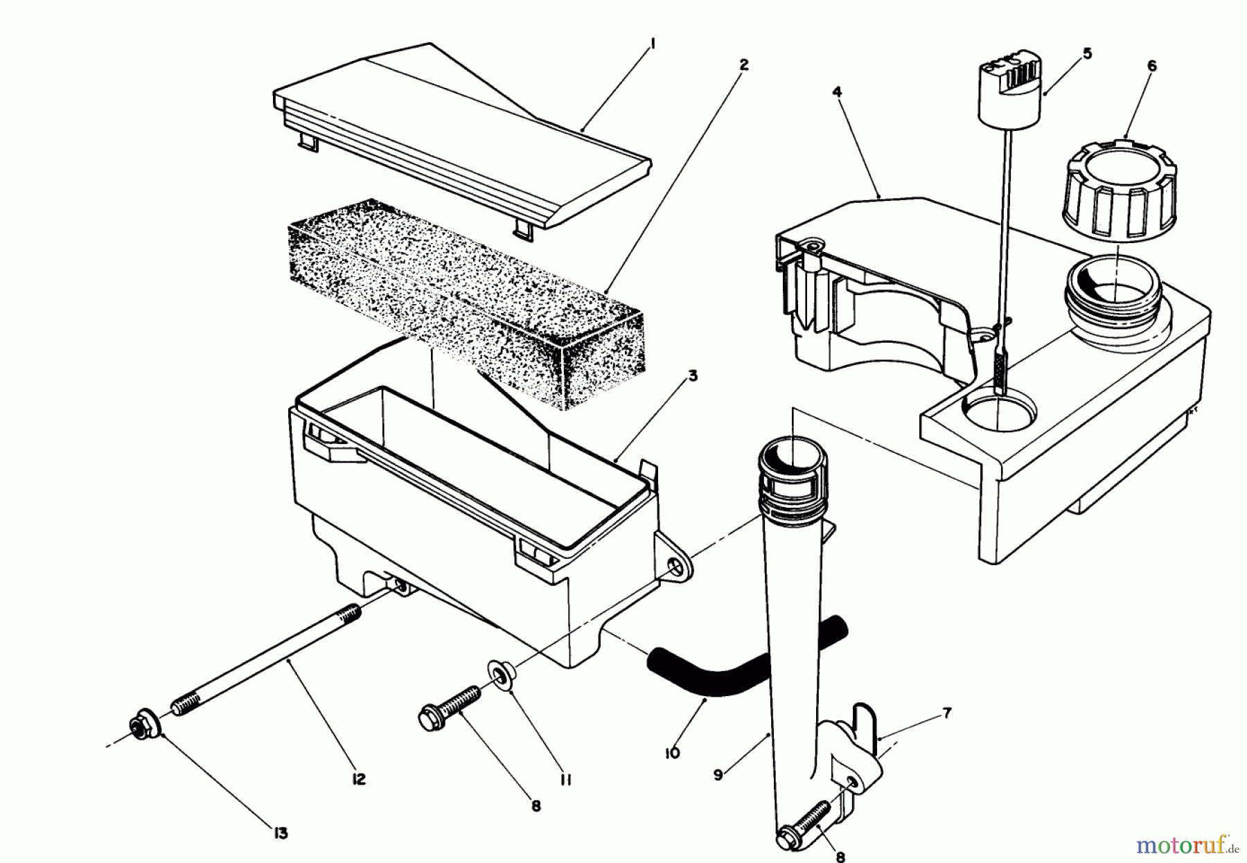  Toro Neu Mowers, Walk-Behind Seite 2 26620CG - Toro Lawnmower, 1989 (9000001-9999999) AIR CLEANER & FUEL TANK ASSEMBLY (ENGINE NO. VMJ8)