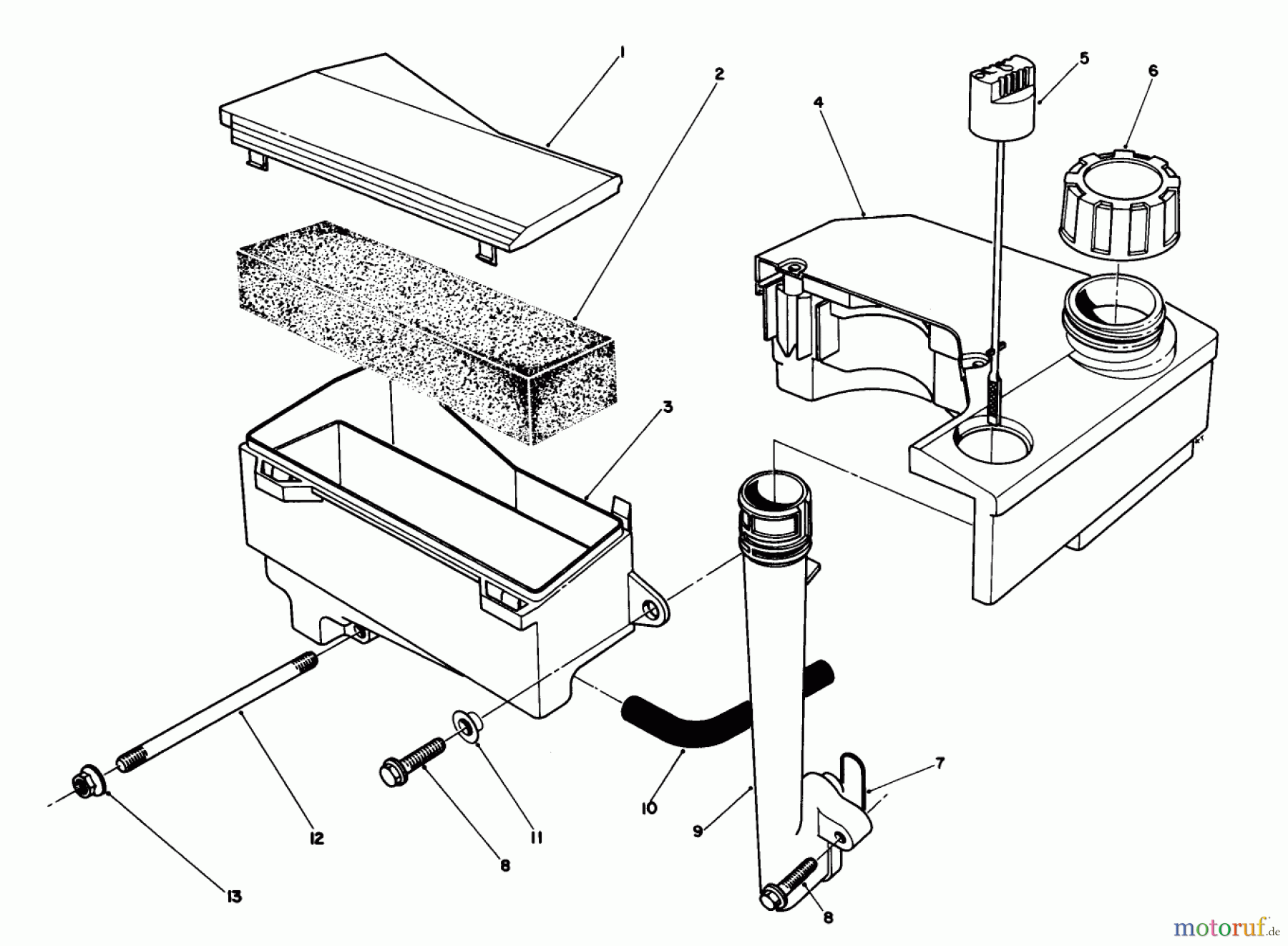 Toro Neu Mowers, Walk-Behind Seite 2 26621B - Toro Lawnmower, 1991 (1000001-1999999) AIR CLEANER & FUEL TANK ASSEMBLY (ENGINE MODEL NO. VML0-2)