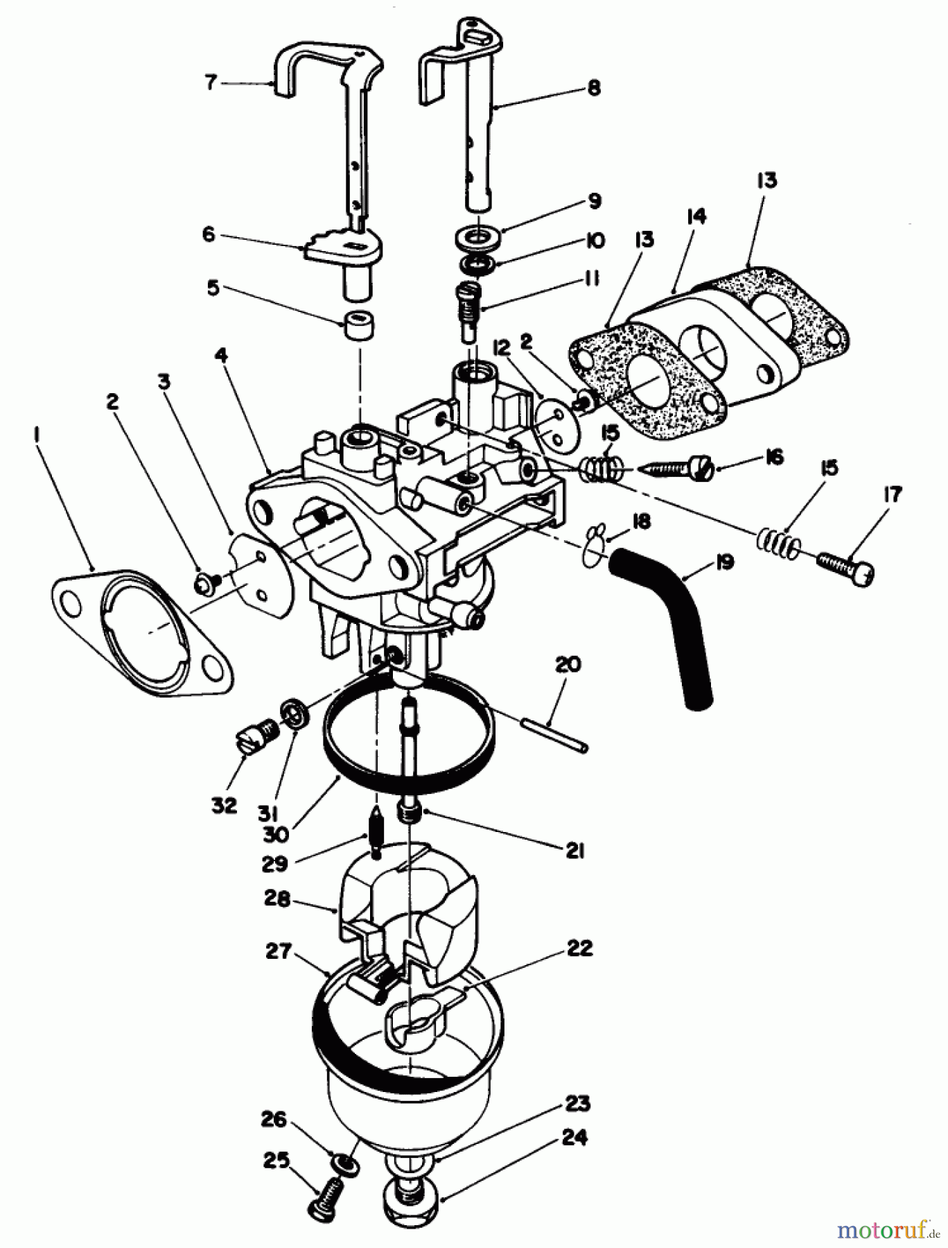  Toro Neu Mowers, Walk-Behind Seite 2 26621B - Toro Lawnmower, 1991 (1000001-1999999) CARBURETOR ASSEMBLY (ENGINE MODEL NO. VML0-2)