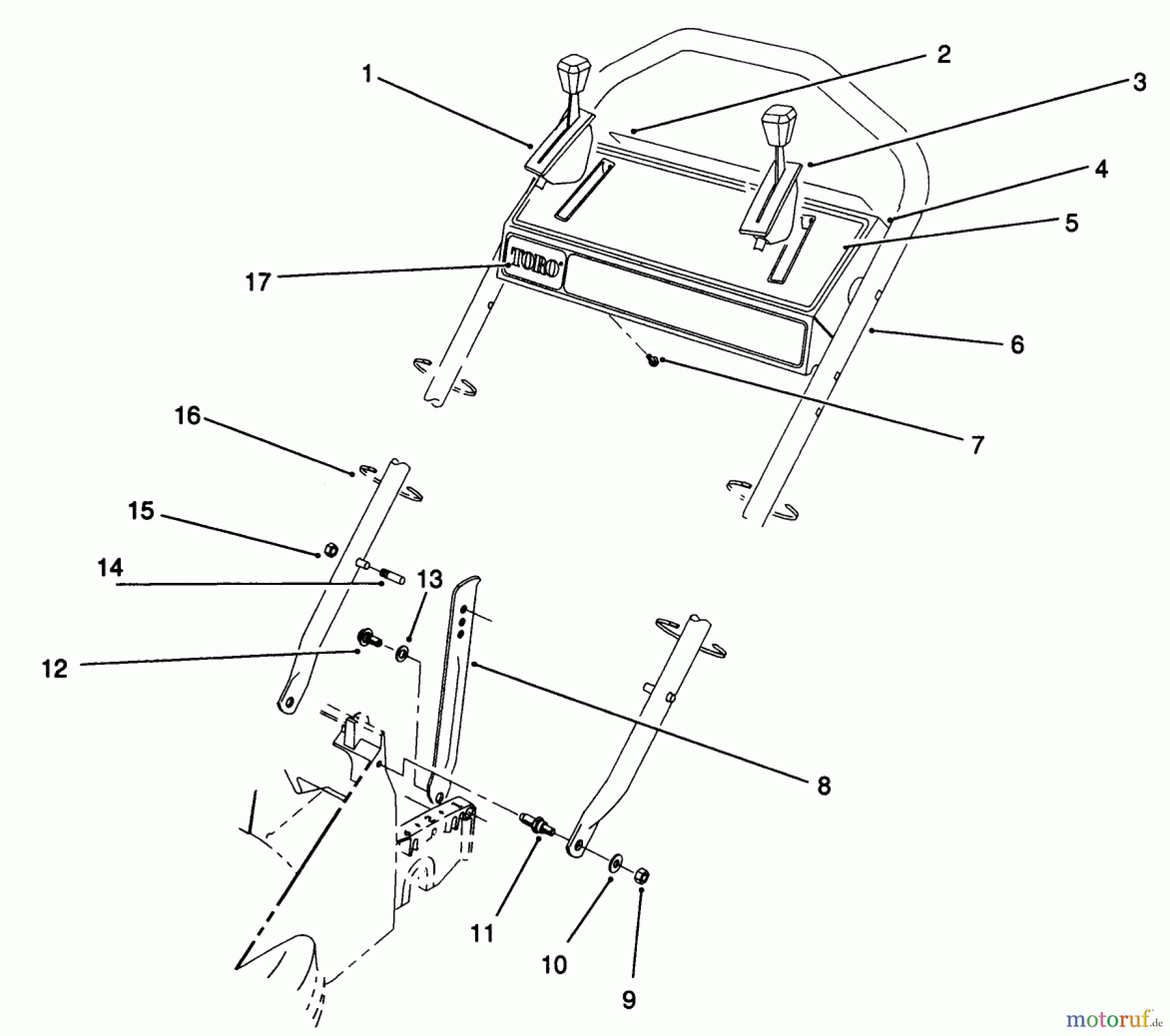  Toro Neu Mowers, Walk-Behind Seite 2 26621B - Toro Lawnmower, 1991 (1000001-1999999) HANDLE ASSEMBLY