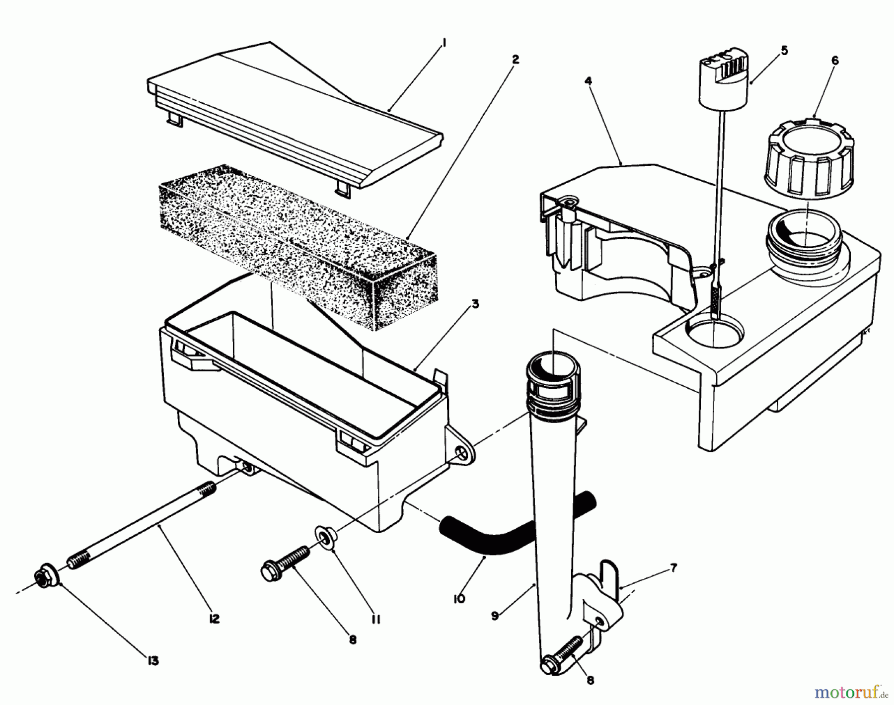  Toro Neu Mowers, Walk-Behind Seite 2 26621B - Toro Lawnmower, 1992 (2000001-2999999) AIR CLEANER & FUEL TANK ASSEMBLY (ENGINE MODEL NO. VMM1-2)