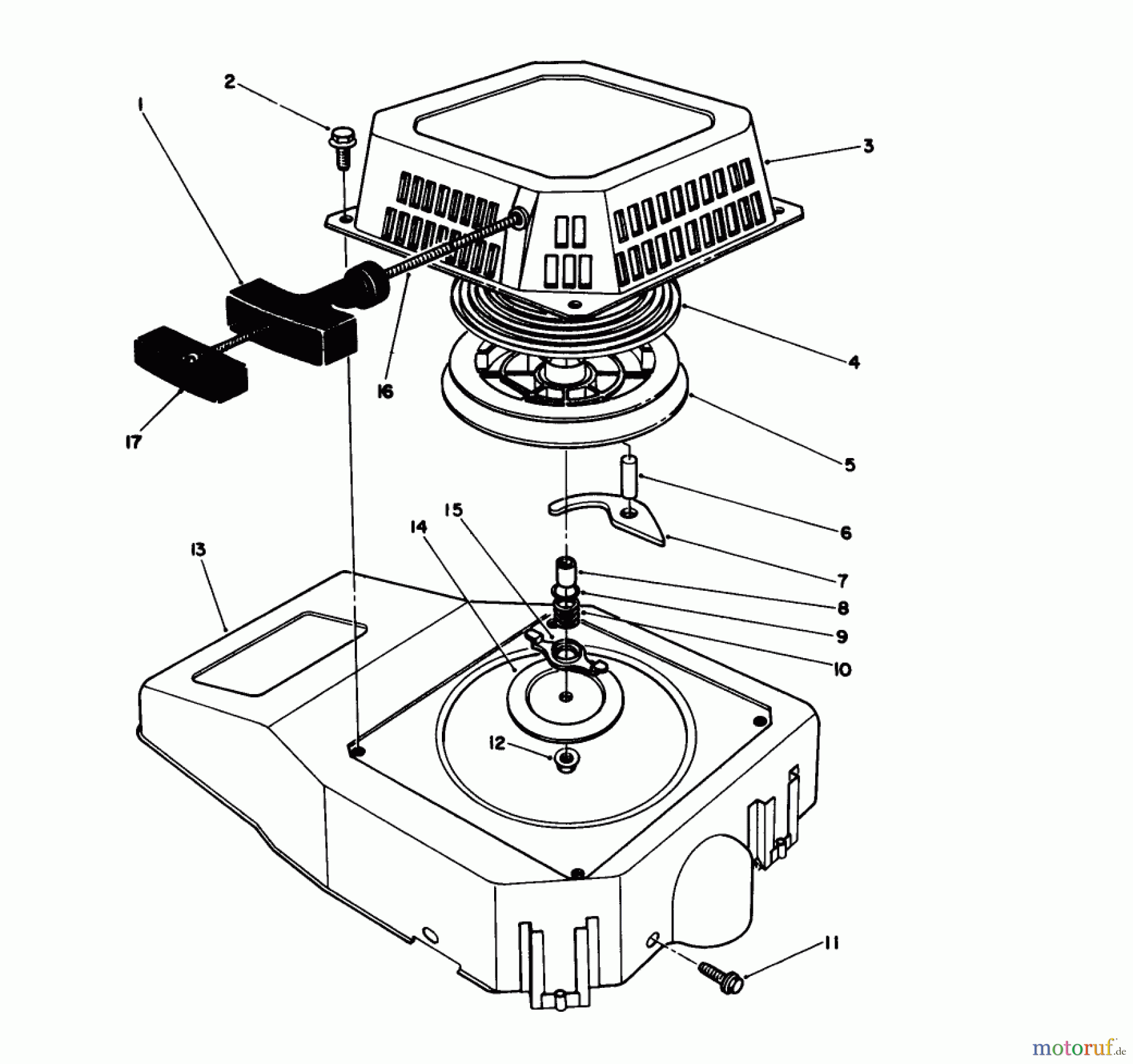 Toro Neu Mowers, Walk-Behind Seite 2 26621B - Toro Lawnmower, 1992 (2000001-2999999) RECOIL ASSEMBLY (ENGINE MODEL NO. VMM1-2)