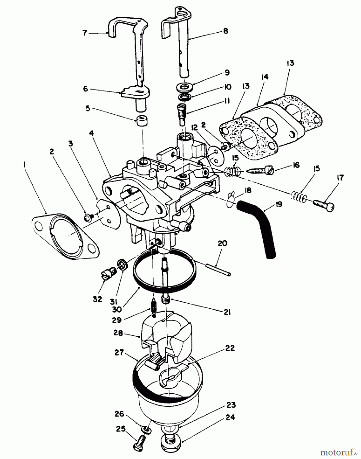  Toro Neu Mowers, Walk-Behind Seite 2 26622 - Toro Lawnmower, 1991 (1000001-1999999) CARBURETOR ASSEMBLY (ENGINE MODEL NO. VM140)