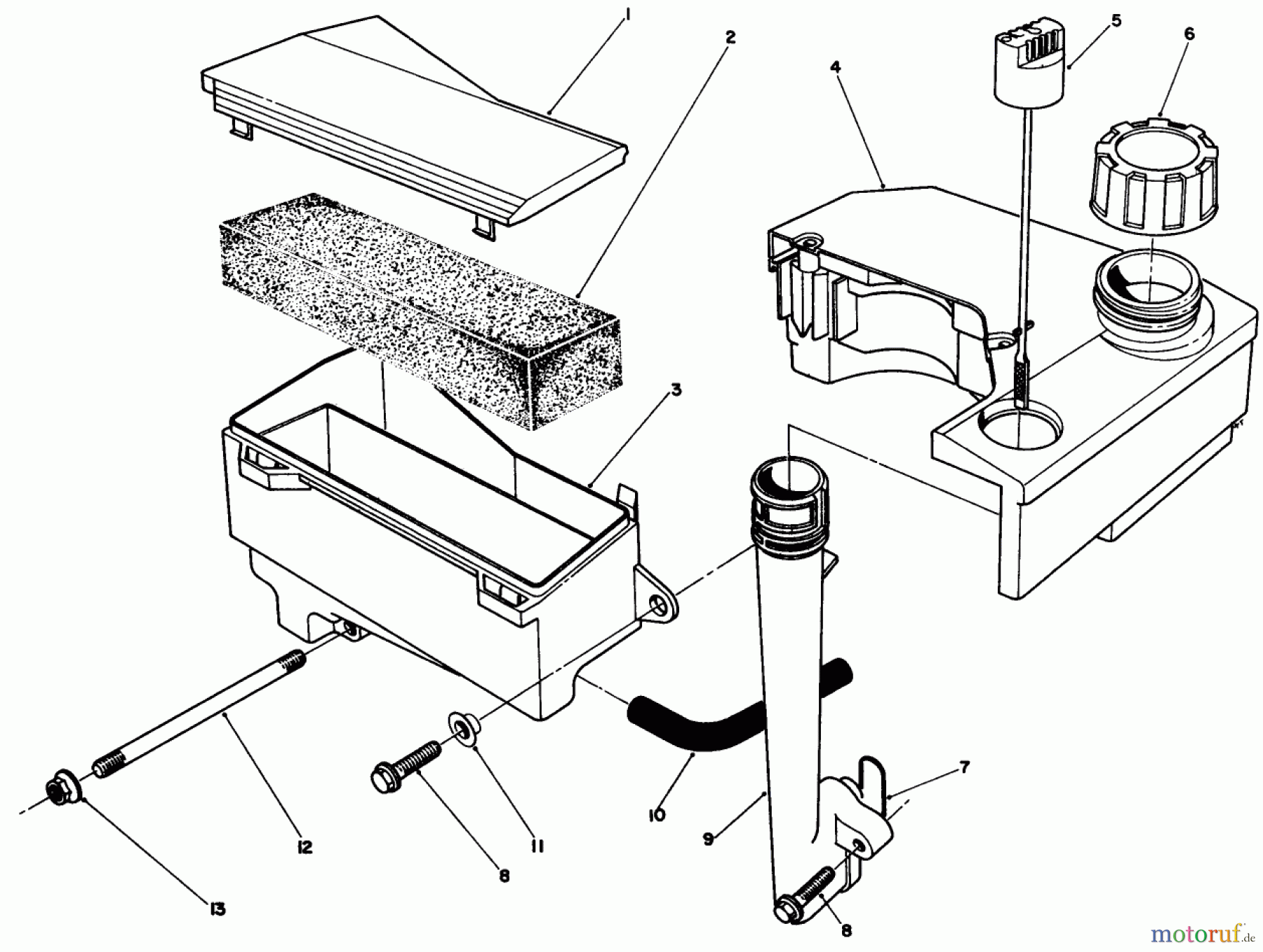  Toro Neu Mowers, Walk-Behind Seite 2 26622CS - Toro Lawnmower, 1989 (9000001-9999999) AIR CLEANER & FUEL TANK ASSEMBLY (ENGINE NO. VMJ8)