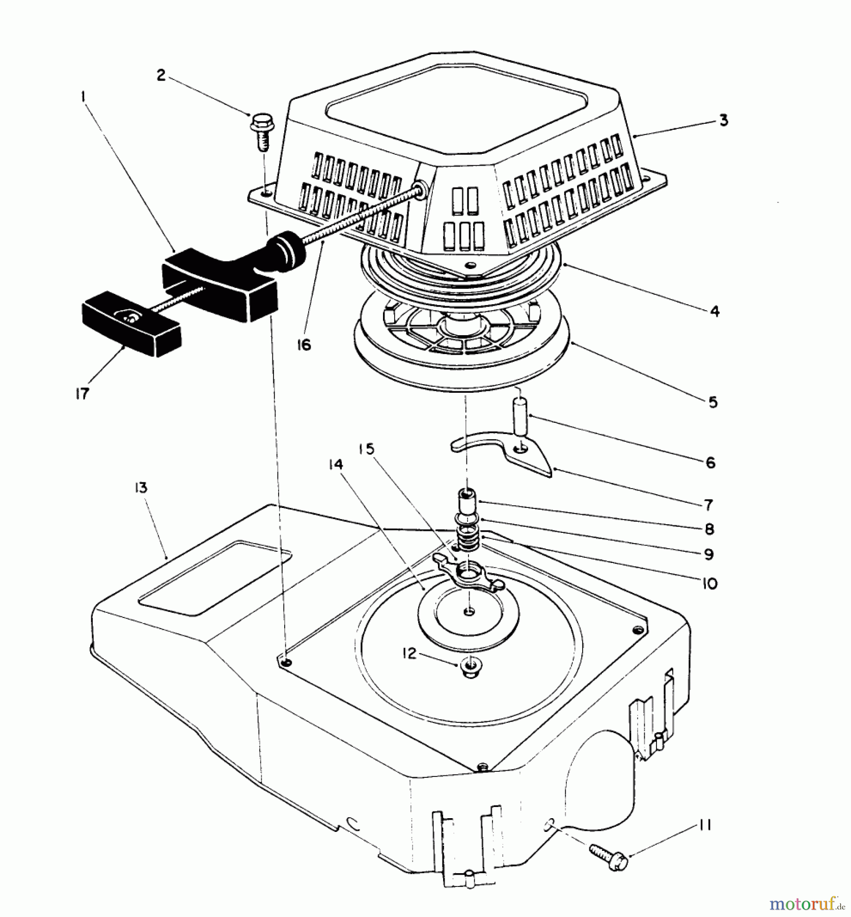  Toro Neu Mowers, Walk-Behind Seite 2 26623 - Toro Lawnmower, 1991 (0000001-0999999) RECOIL ASSEMBLY (ENGINE MODEL NO. VML0-2)