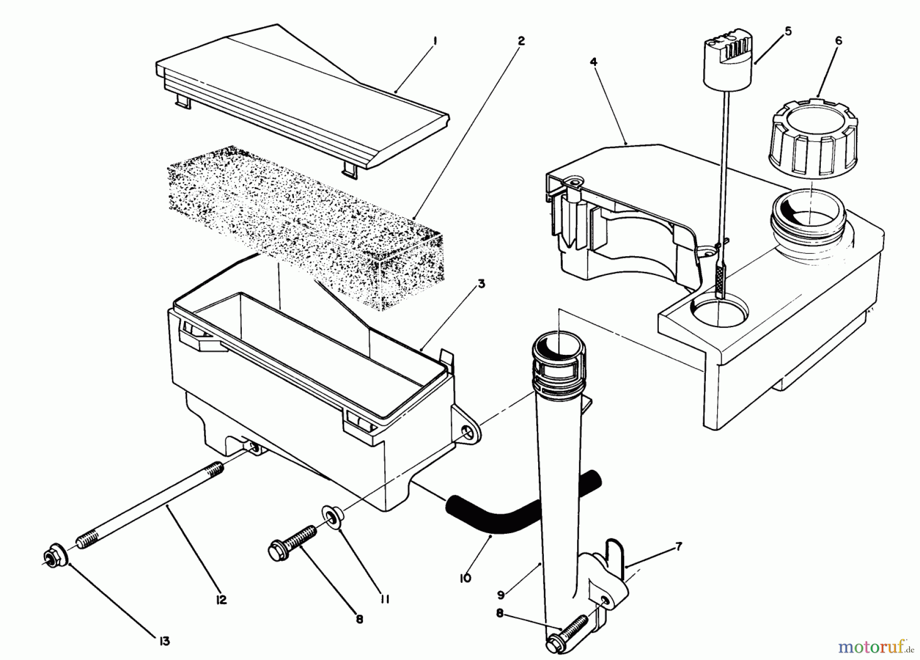  Toro Neu Mowers, Walk-Behind Seite 2 26624 - Toro Lawnmower, 1988 (8000001-8999999) AIR CLEANER & FUEL TANK ASSEMBLY (MODEL NO. VMH7)