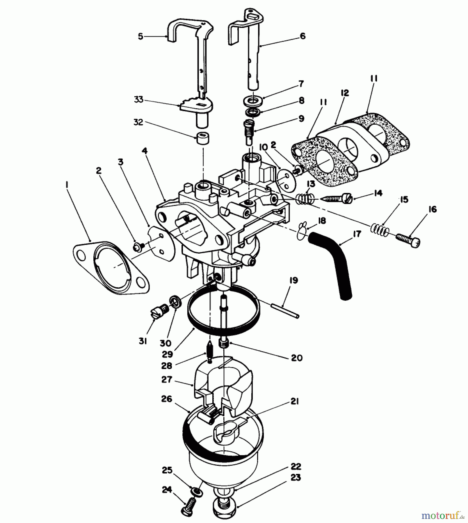  Toro Neu Mowers, Walk-Behind Seite 2 26624 - Toro Lawnmower, 1988 (8000001-8999999) CARBURETOR ASSEMBLY (MODEL NO. VMH7)