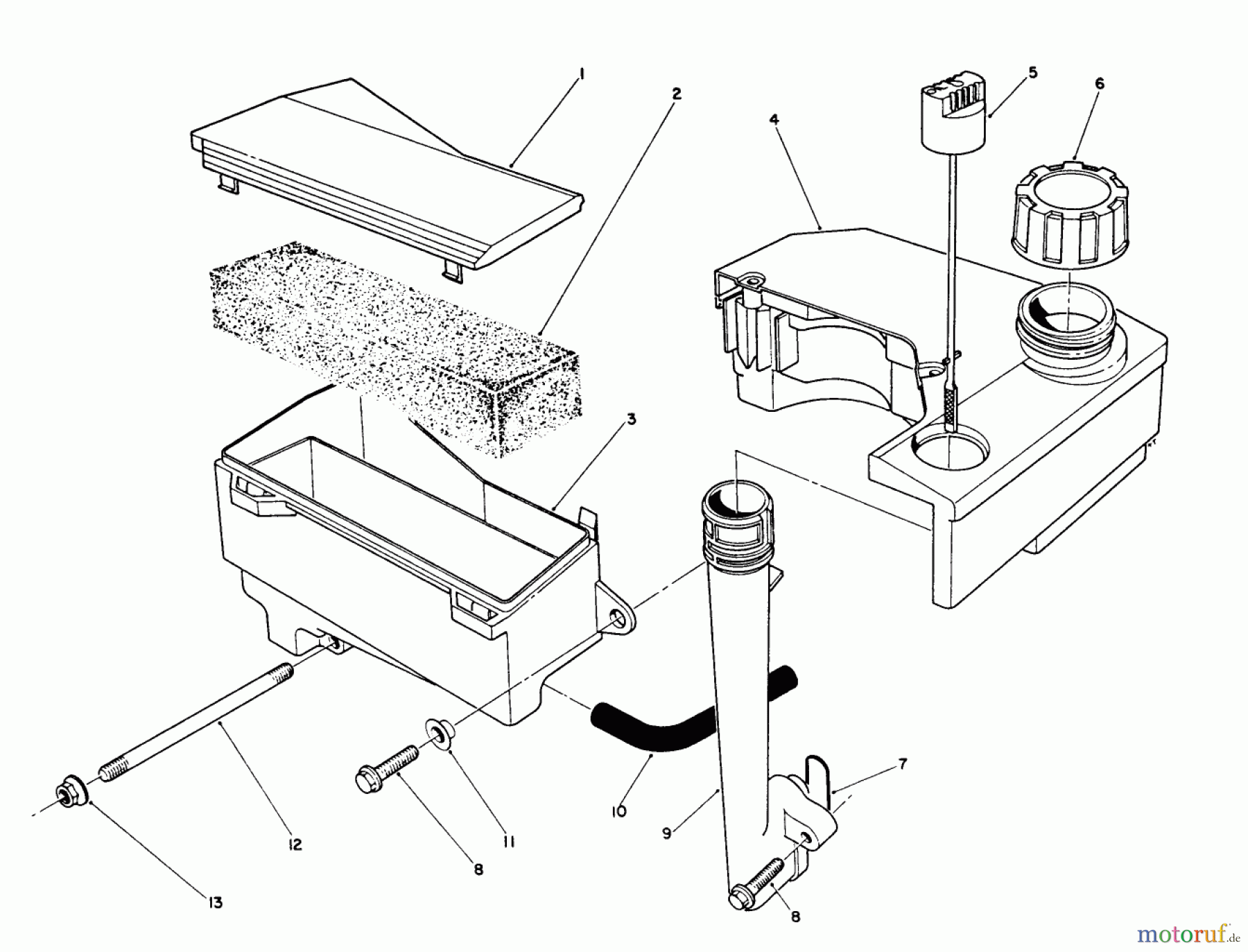  Toro Neu Mowers, Walk-Behind Seite 2 26626 - Toro Lawnmower, 1990 (0000001-0999999) AIR CLEANER & FUEL TANK ASSEMBLY (ENGINE MODEL NO. VMK9-3)