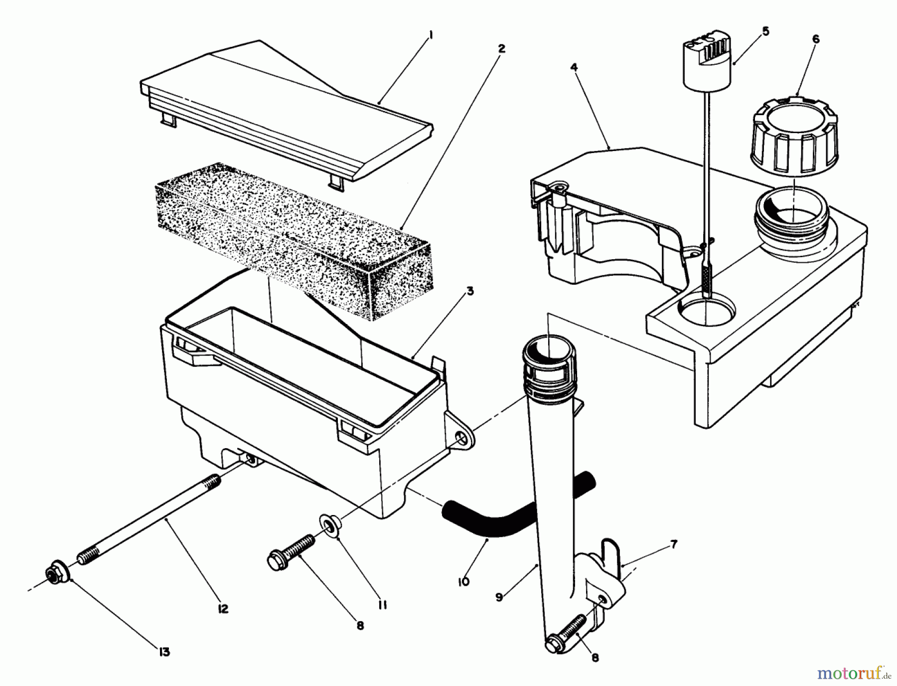  Toro Neu Mowers, Walk-Behind Seite 2 26625B - Toro Lawnmower, 1993 (3900001-3999999) AIR CLEANER & FUEL TANK ASSEMBLY (ENGINE NO. VMM1-3)