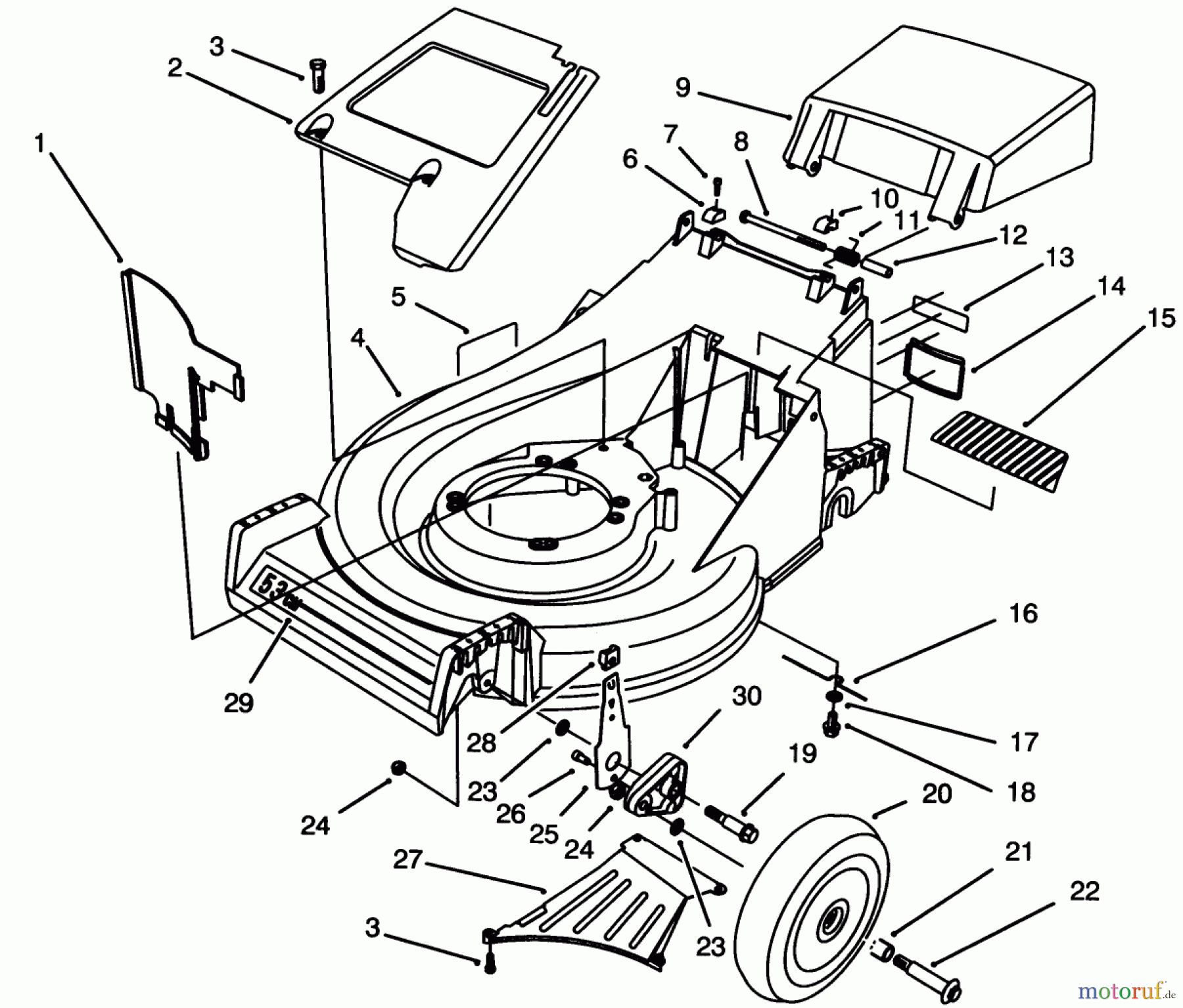  Toro Neu Mowers, Walk-Behind Seite 2 26630B - Toro Lawnmower, 1993 (3900001-3999999) HOUSING ASSEMBLY