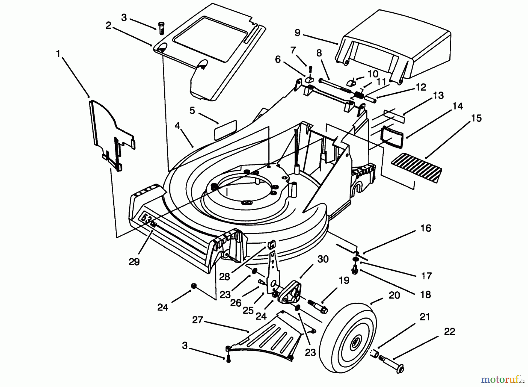 Toro Neu Mowers, Walk-Behind Seite 2 26630B - Toro Lawnmower, 1994 (4900001-4999999) HOUSING ASSEMBLY