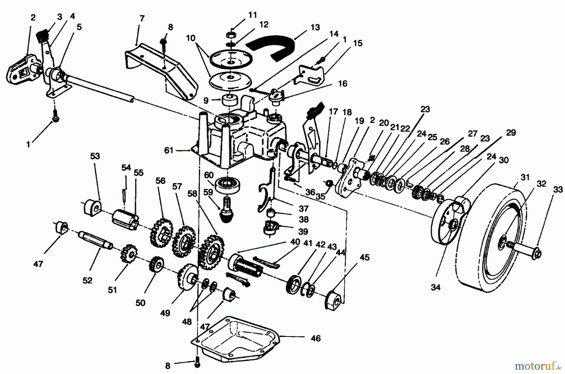 Toro Neu Mowers, Walk-Behind Seite 2 26631B - Toro Lawnmower, 1993 (3900001-3999999) GEAR CASE ASSEMBLY