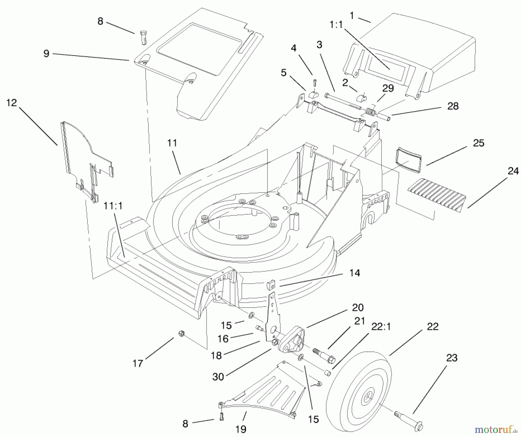  Toro Neu Mowers, Walk-Behind Seite 2 26638 - Toro Lawnmower, 2001 (210000001-210999999) HOUSING ASSEMBLY