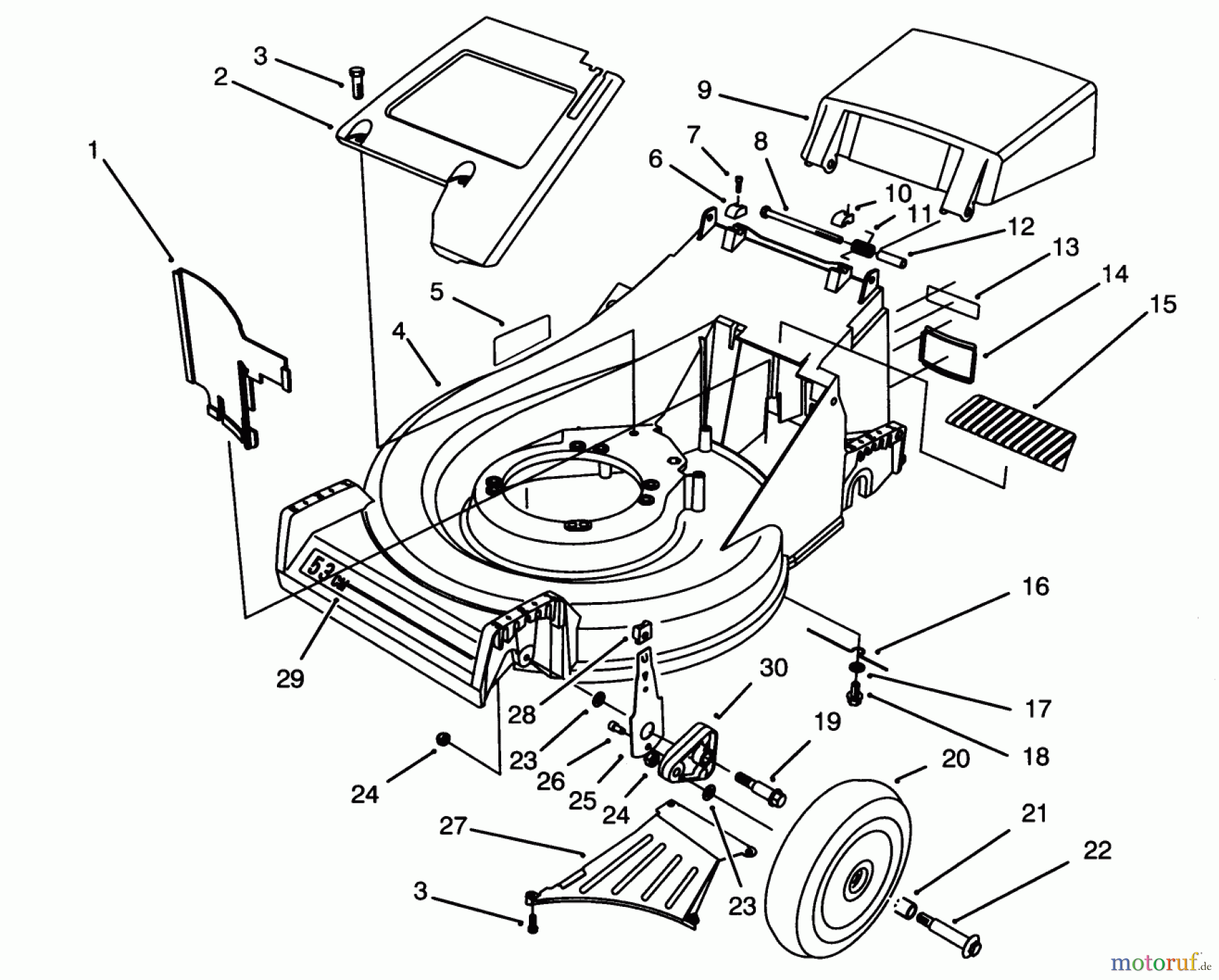  Toro Neu Mowers, Walk-Behind Seite 2 26640B - Toro Lawnmower, 1994 (4900001-4999999) HOUSING ASSEMBLY