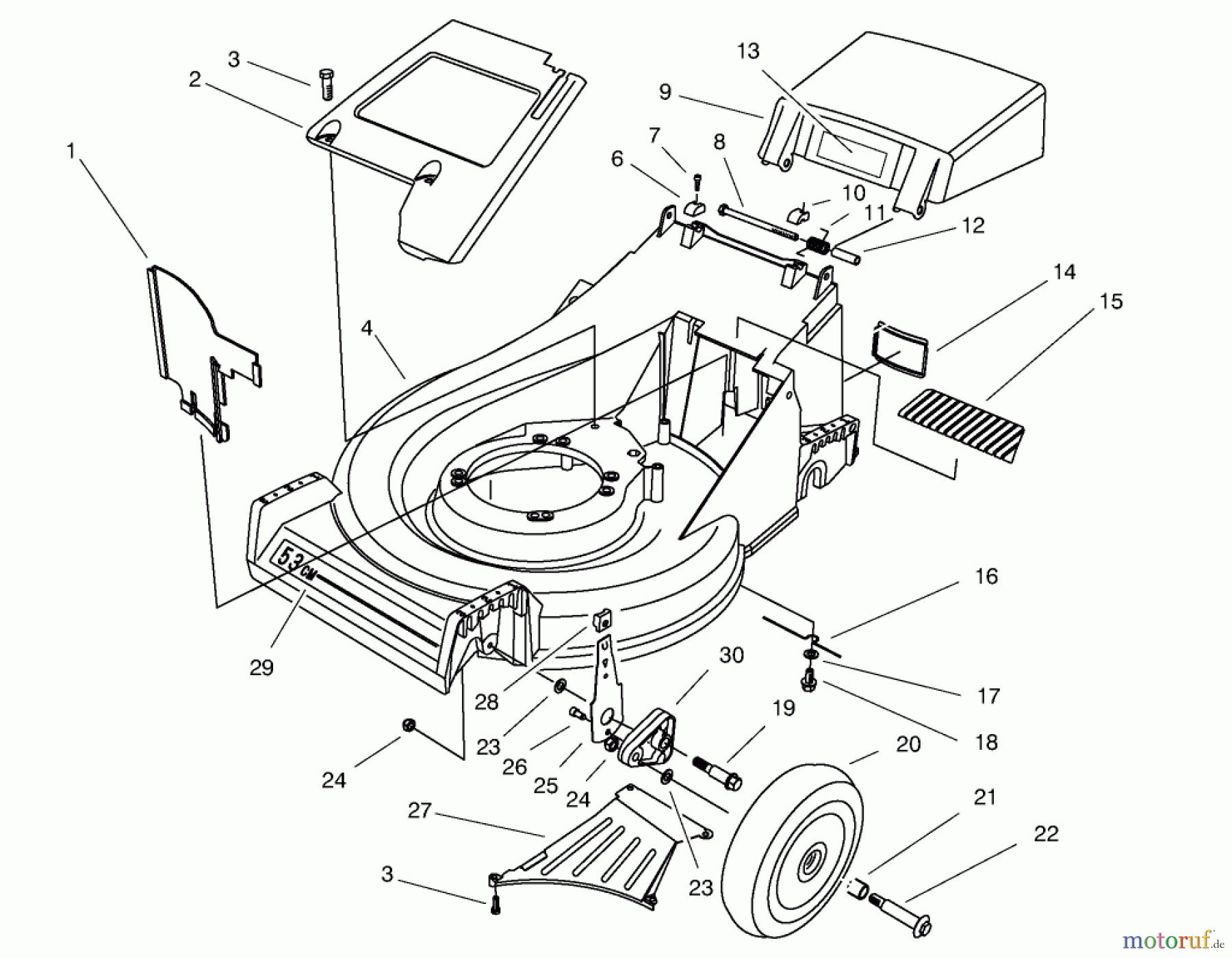  Toro Neu Mowers, Walk-Behind Seite 2 26643 - Toro Lawnmower, 1997 (7900001-7999999) HOUSING ASSEMBLY