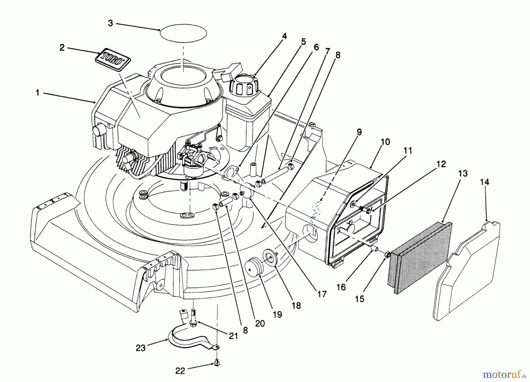  Toro Neu Mowers, Walk-Behind Seite 2 26683 - Toro Rear Bagger Mower, 1992 (2000001-2999999) ENGINE ASSEMBLY
