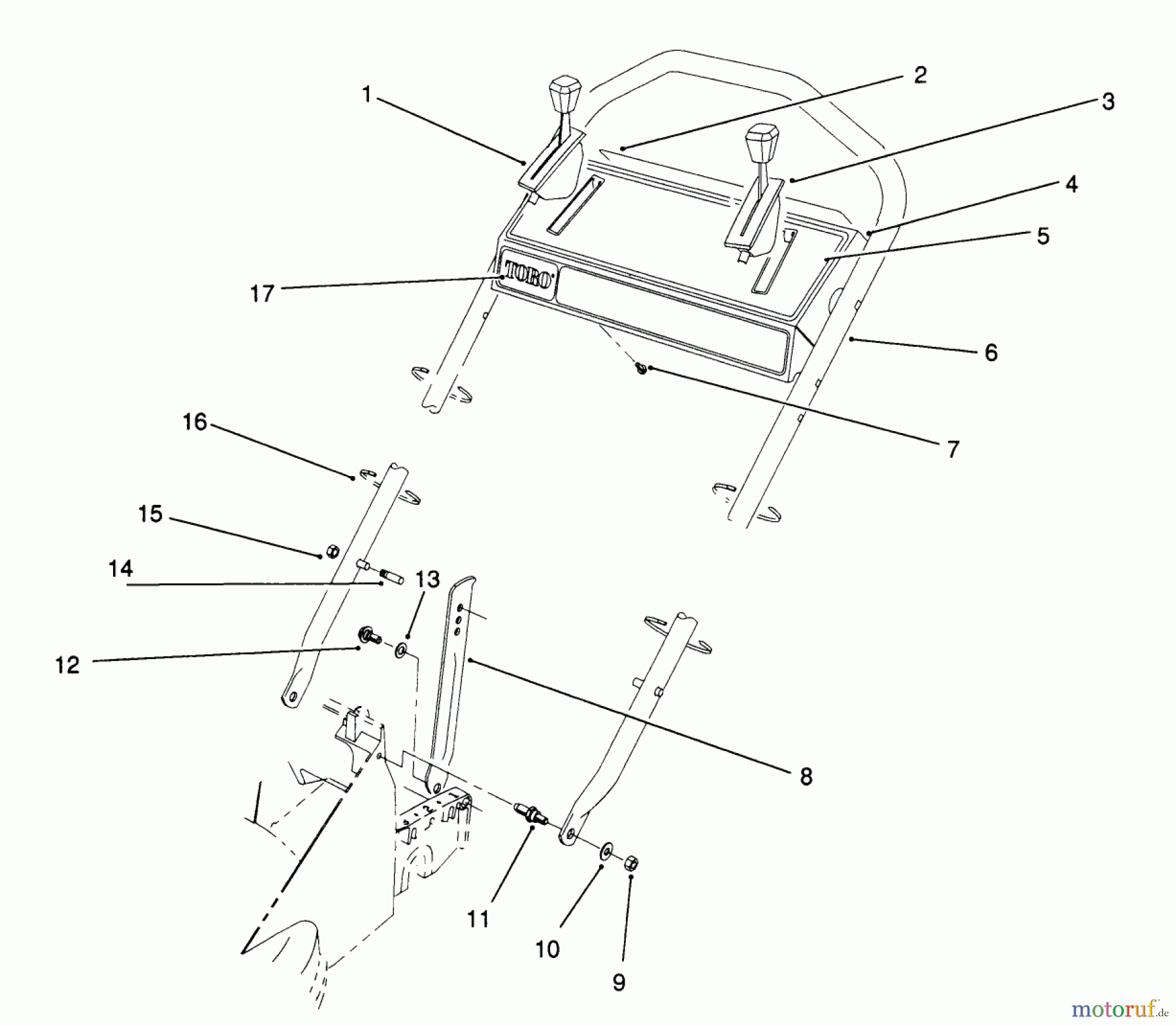  Toro Neu Mowers, Walk-Behind Seite 2 26683 - Toro Rear Bagger Mower, 1992 (2000001-2999999) HANDLE ASSEMBLY