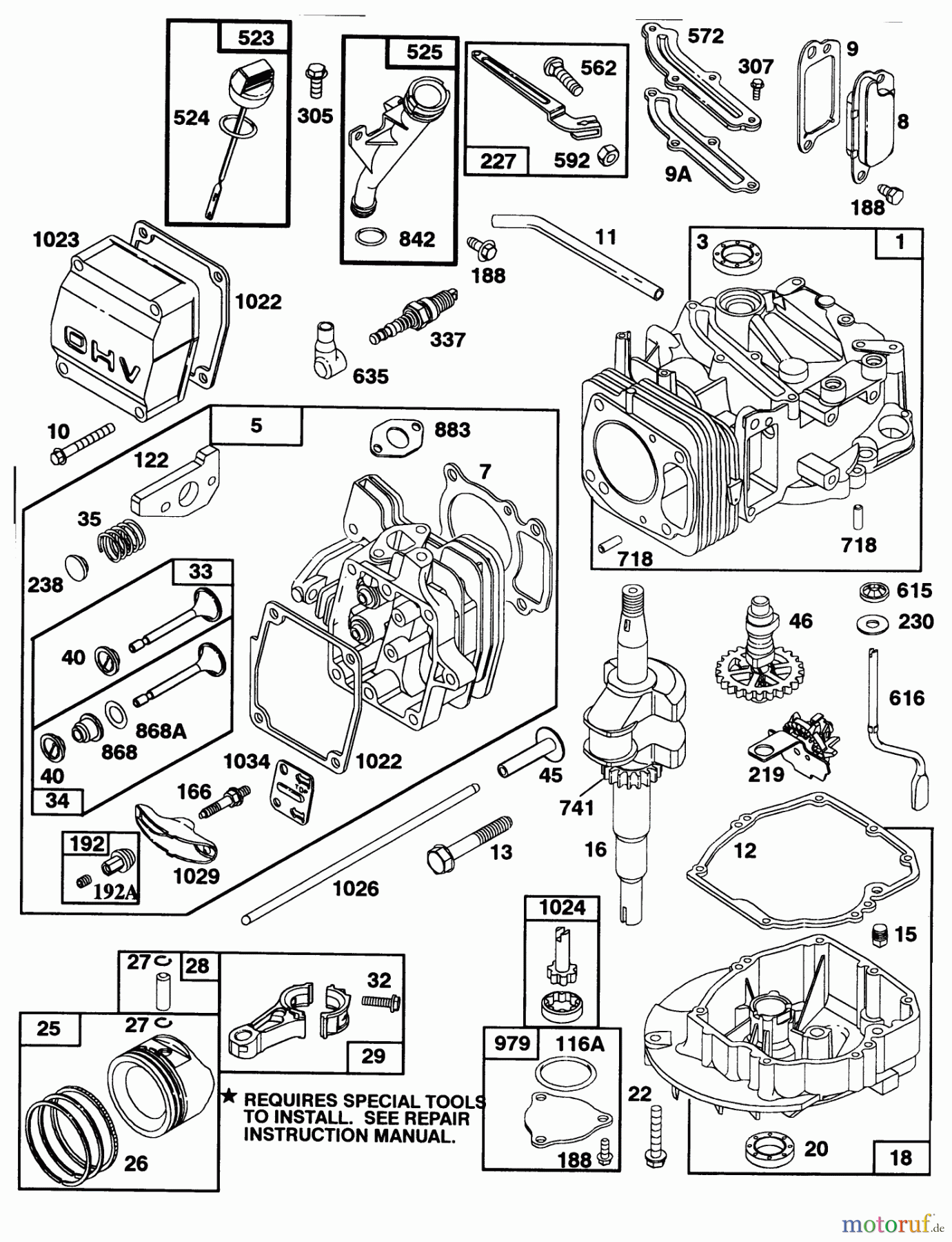  Toro Neu Mowers, Walk-Behind Seite 2 27501 - Toro Lawnmower, 1992 (2000001-2999999) ENGINE GTS-150 77-8990 #1