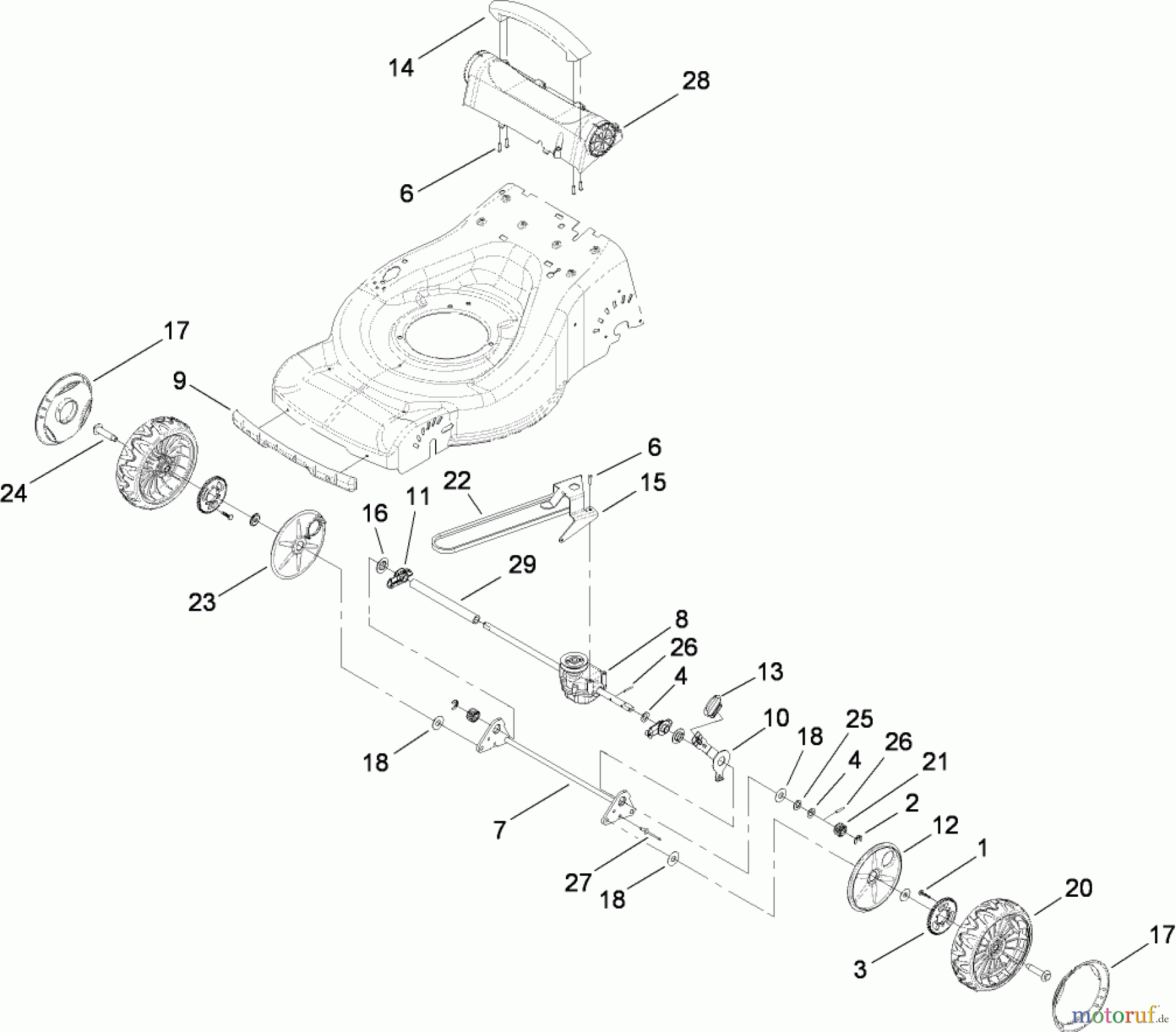  Toro Neu Mowers, Walk-Behind Seite 2 447E (R48) - Toro R48 Recycling Mower, 2008 (SN 280000001-290999999) DRIVE ASSEMBLY