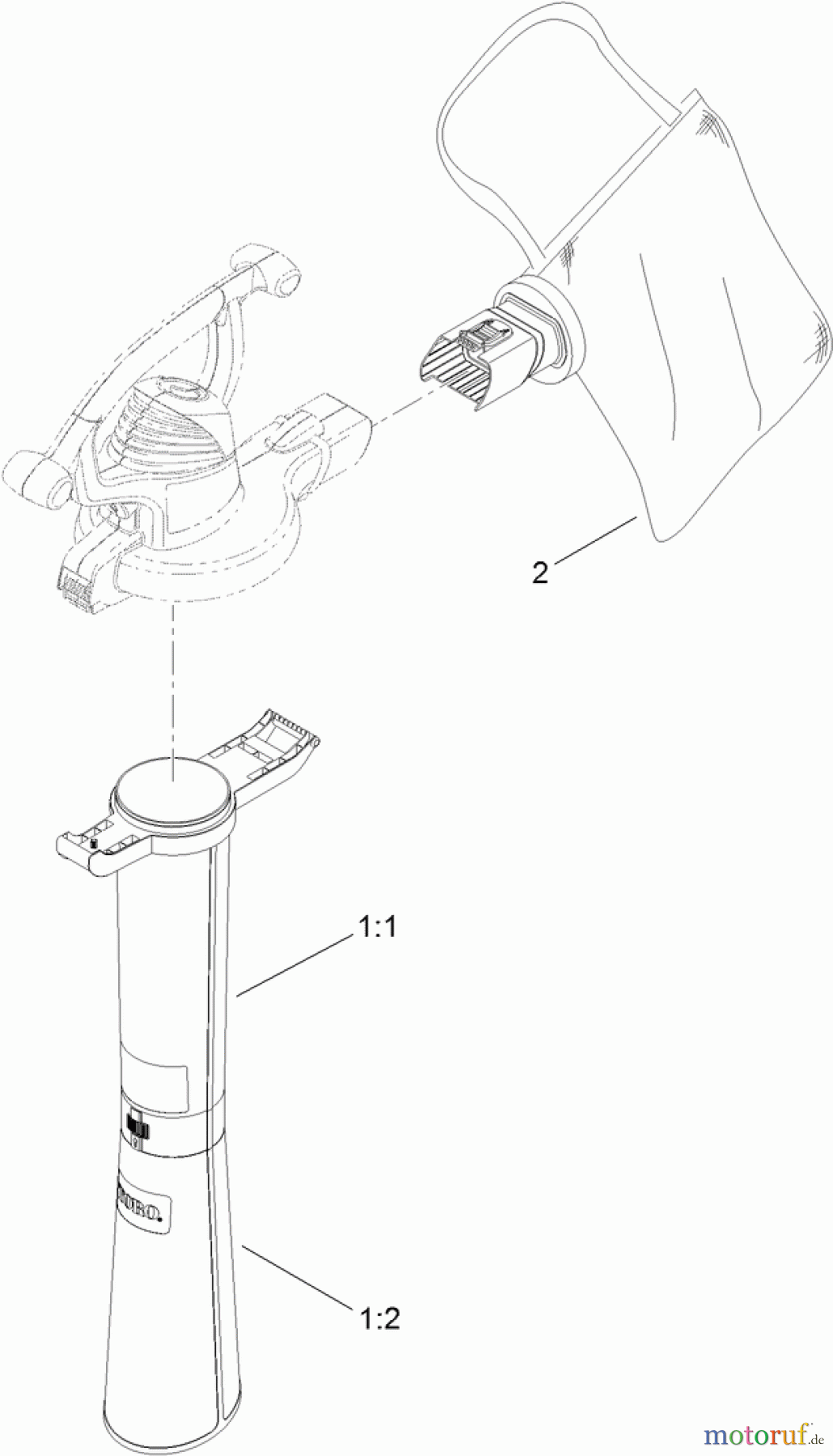  Toro Neu Blowers/Vacuums/Chippers/Shredders 51574 - Toro Rake and Vac Blower/Vacuum, 2012 (SN 312000001-312999999) BAG AND TUBE ASSEMBLY