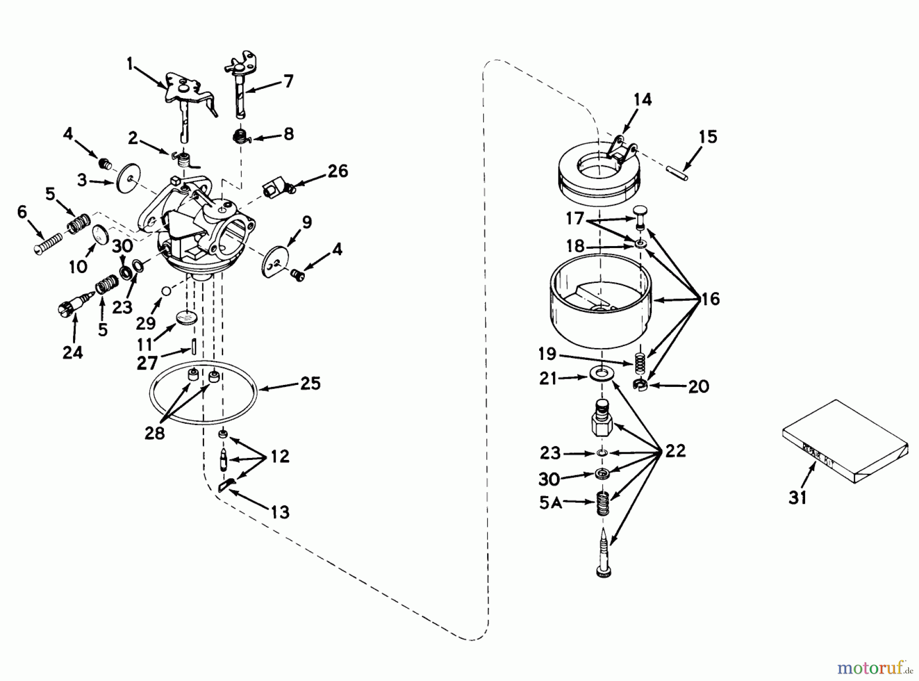 Toro Neu Mowers, Wide-Area Walk-Behind 23301 - Toro Lawnmower, 1967 (7000001-7999999) CARBURETOR MODEL NO. 631115