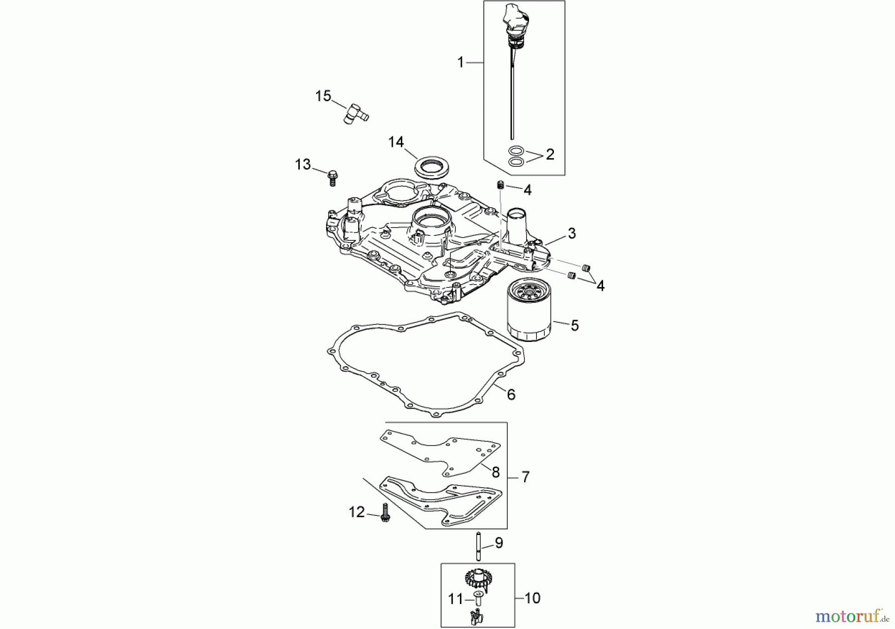 Toro Neu Mowers, Zero-Turn 136E (RZT420H) - Toro RZT420H Riding Mower, 2008 (280000001-280999999) OIL PAN AND LUBRICATION ASSEMBLY KOHLER SV590-0023