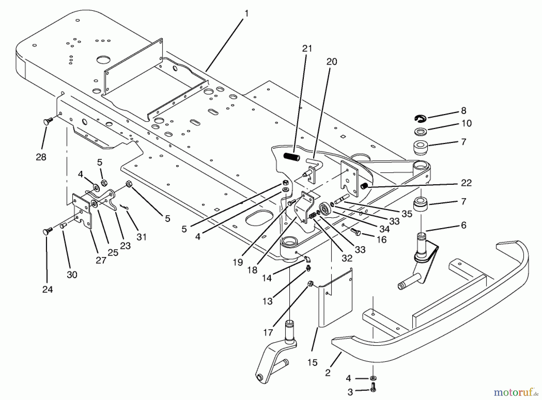 Toro Neu Mowers, Zero-Turn 74041 (616-Z) - Toro 616-Z Tractor, 1994 (49000001-49999999) FRAME & FRONT WHEEL FORK ASSEMBLY