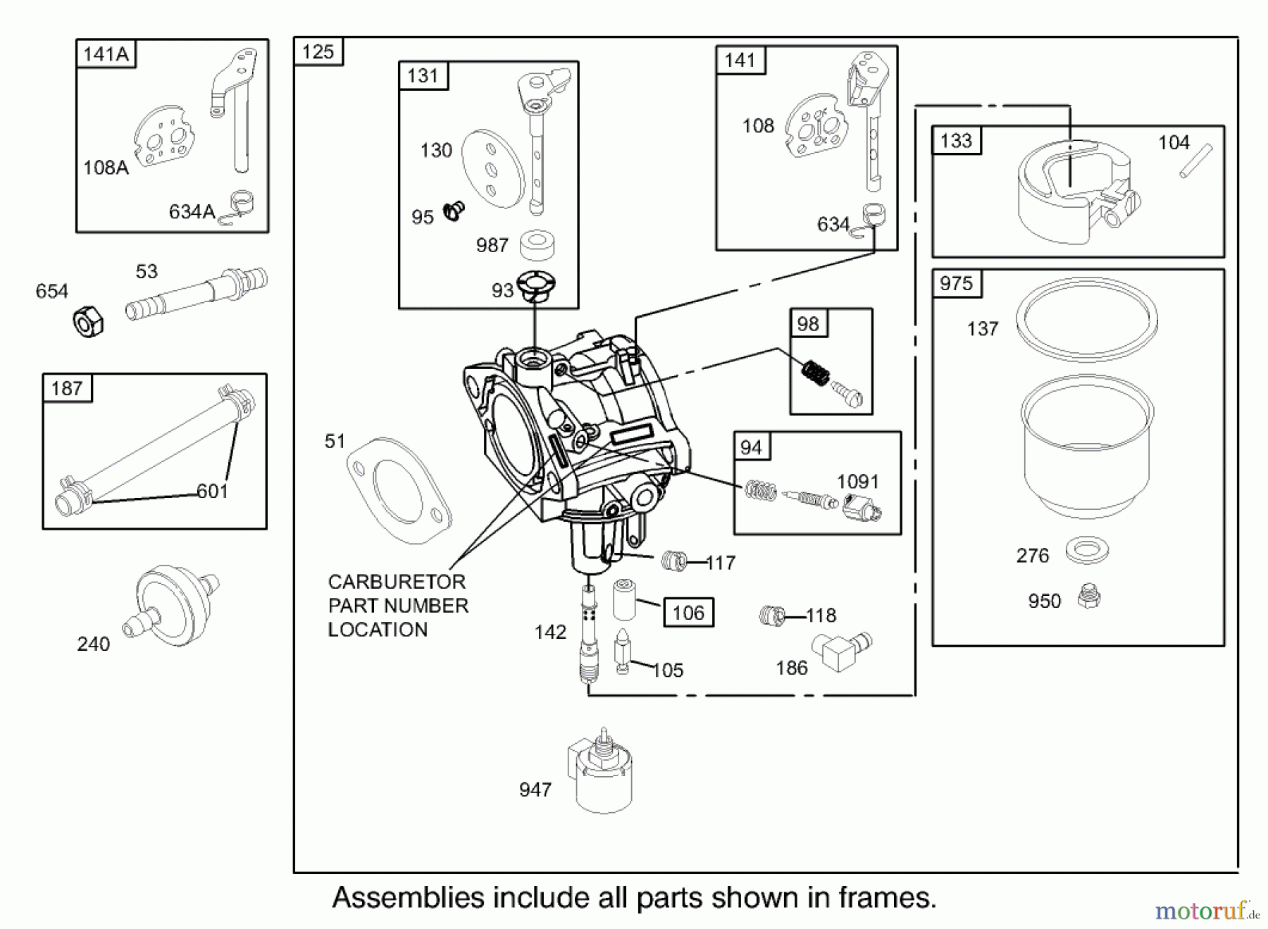  Toro Neu Mowers, Zero-Turn 74301 (14-38Z) - Toro 14-38Z TimeCutter Z Riding Mower, 2003 (230000001-230999999) CARBURETOR ASSEMBLY BRIGGS AND STRATTON 280H07-0166-E1